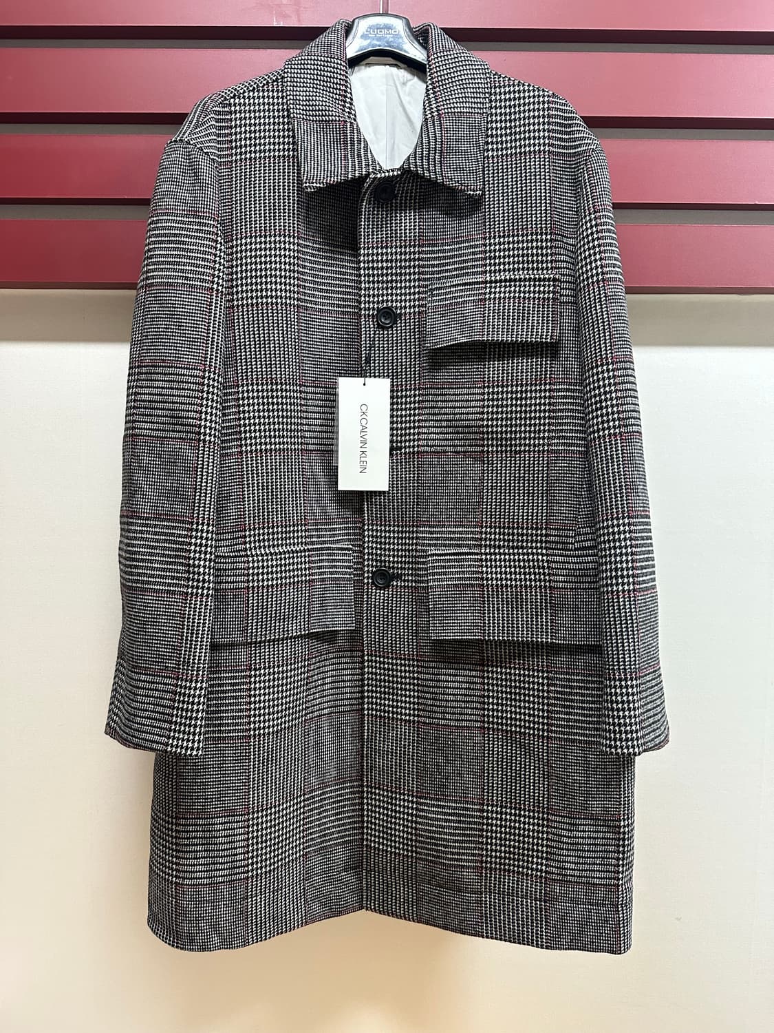 [새상품] 캘빈클라인 글렌 체크 오버핏 울코트 상품이미지1