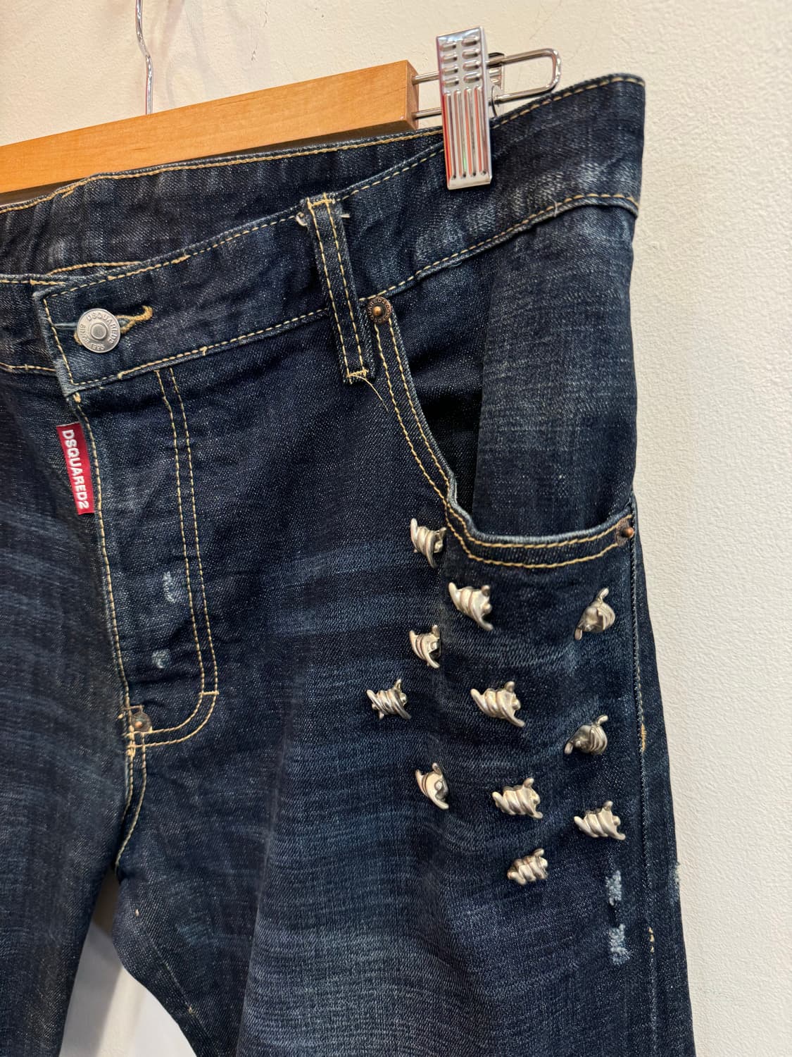 52 디스퀘어드 탱글스 레더패치 데님 청바지 36-38 상품이미지2