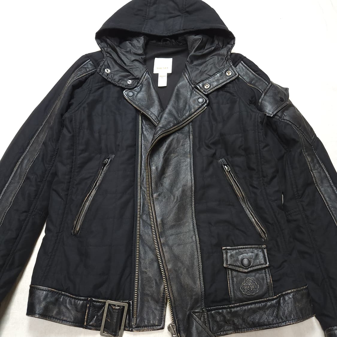 [S] 디젤 양가죽 트리밍 후드 자켓 (~90) 상품이미지5