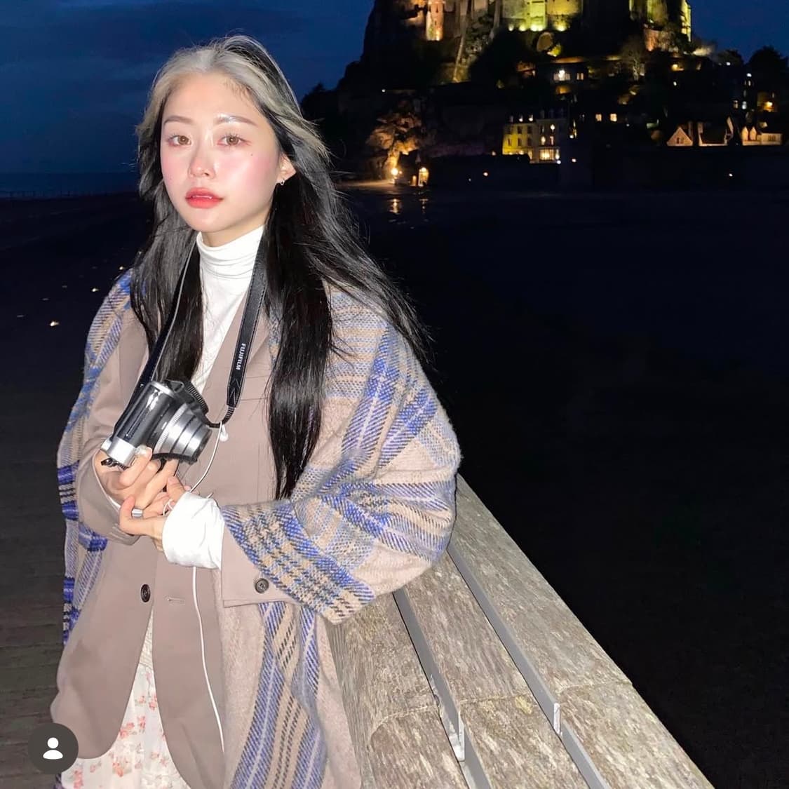 아크네 스튜디오 캐시어 체크 머플러 블루 베이지 상품이미지7