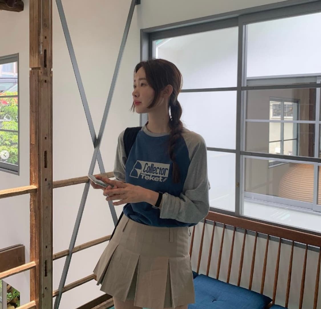 Teket stamp raglan L/S tee blue (차정원 착용) 상품이미지1