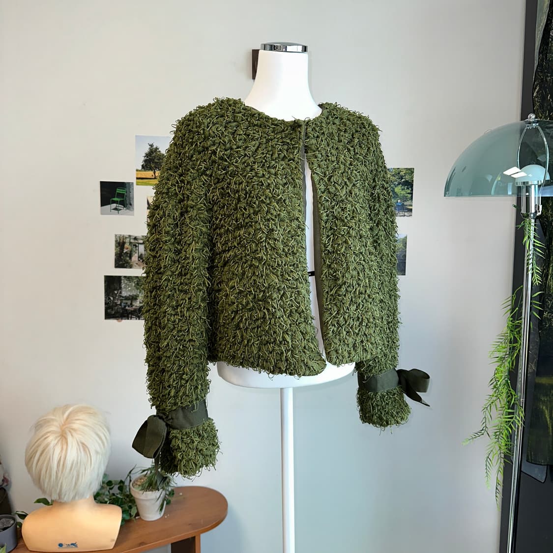 Khaki grunge fur cardigan 상품이미지4