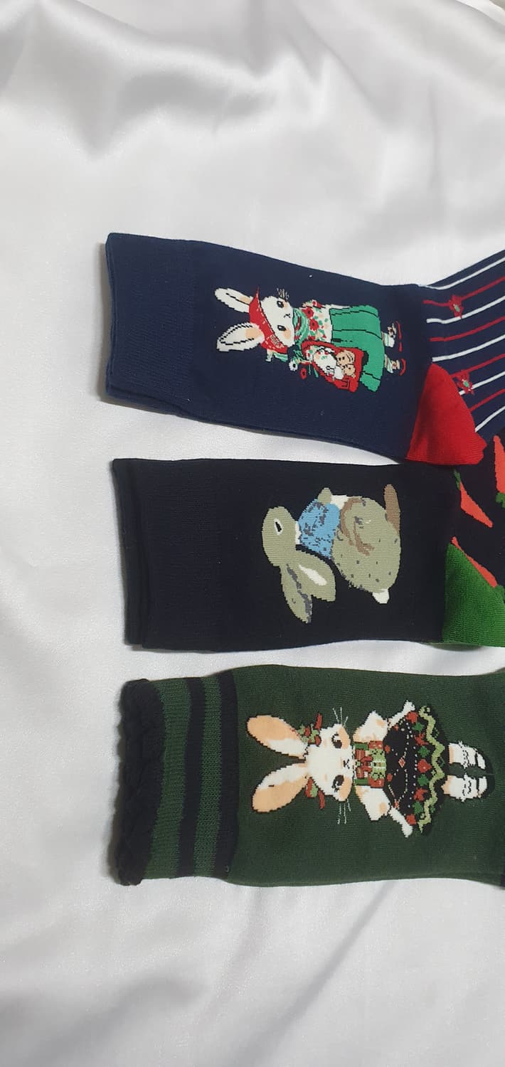 그린 블루 토끼 꽃 당근 체크 스트라이프 양말 상품이미지6