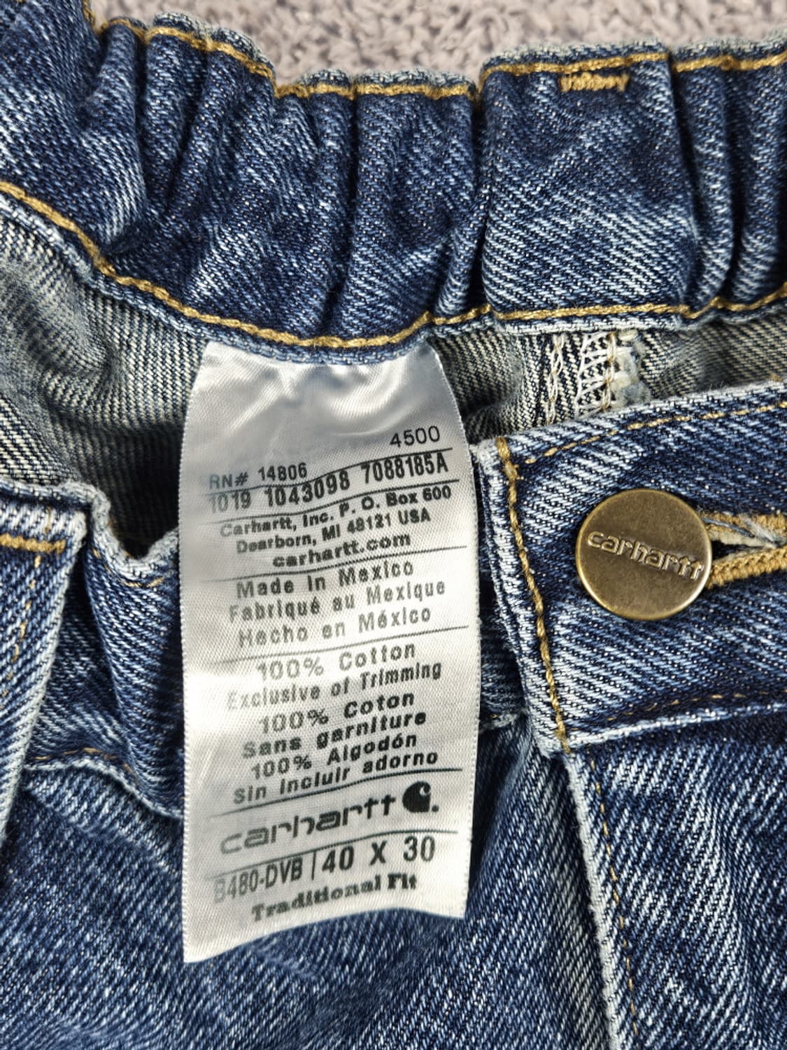 칼하트 밴딩 패치드 커스텀 데님 워크팬츠 (40X30) / 10347 상품이미지7