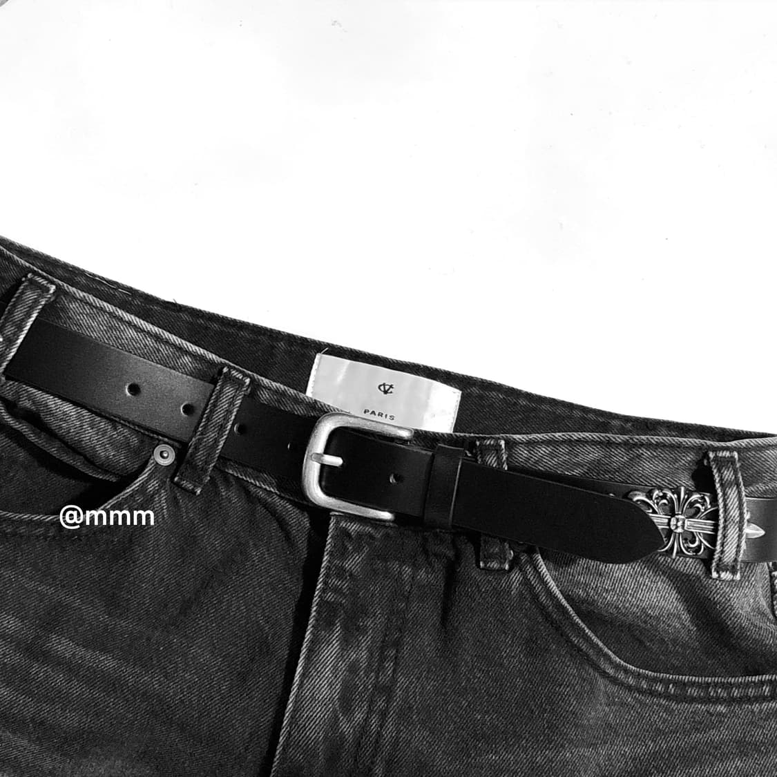 [Unisex] 웨스턴 크롬 장식 가죽 벨트 상품이미지9