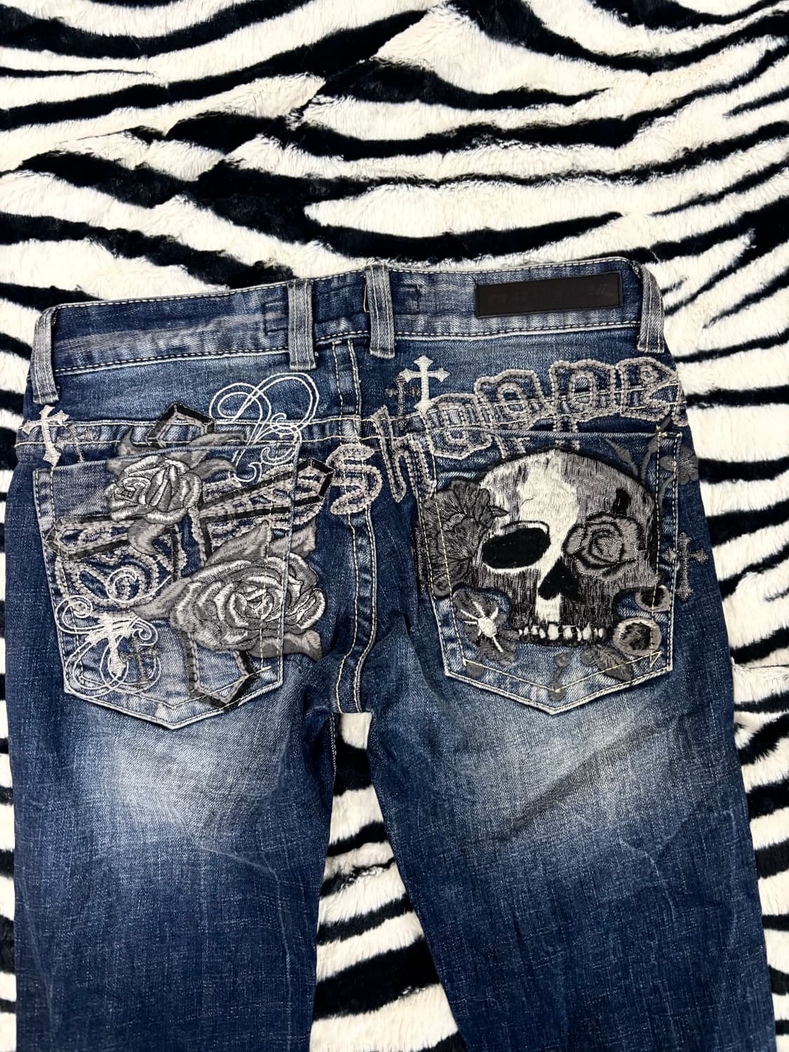 2000s Punk Skull Patch Boots Cut Pants 상품이미지2