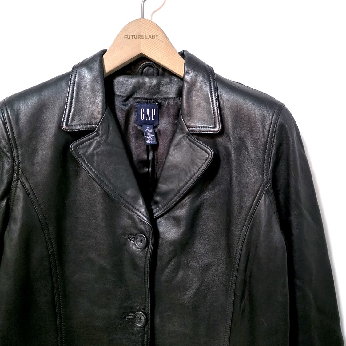 [M] 90s 갭 레더 블레이저 블랙 상품이미지3