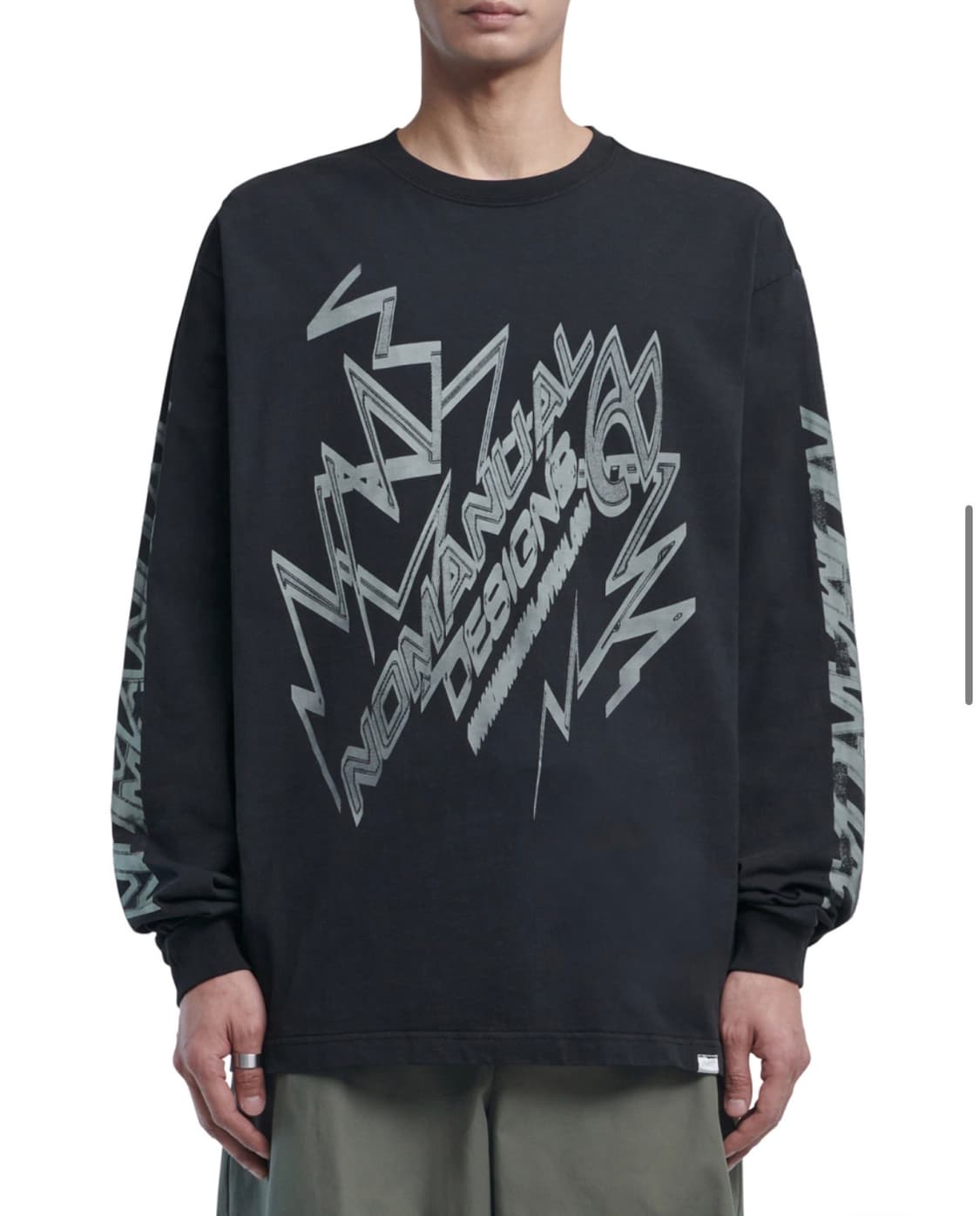 노매뉴얼 NOMANUAL THUNDER LOGO 롱슬리브 블랙 상품이미지1