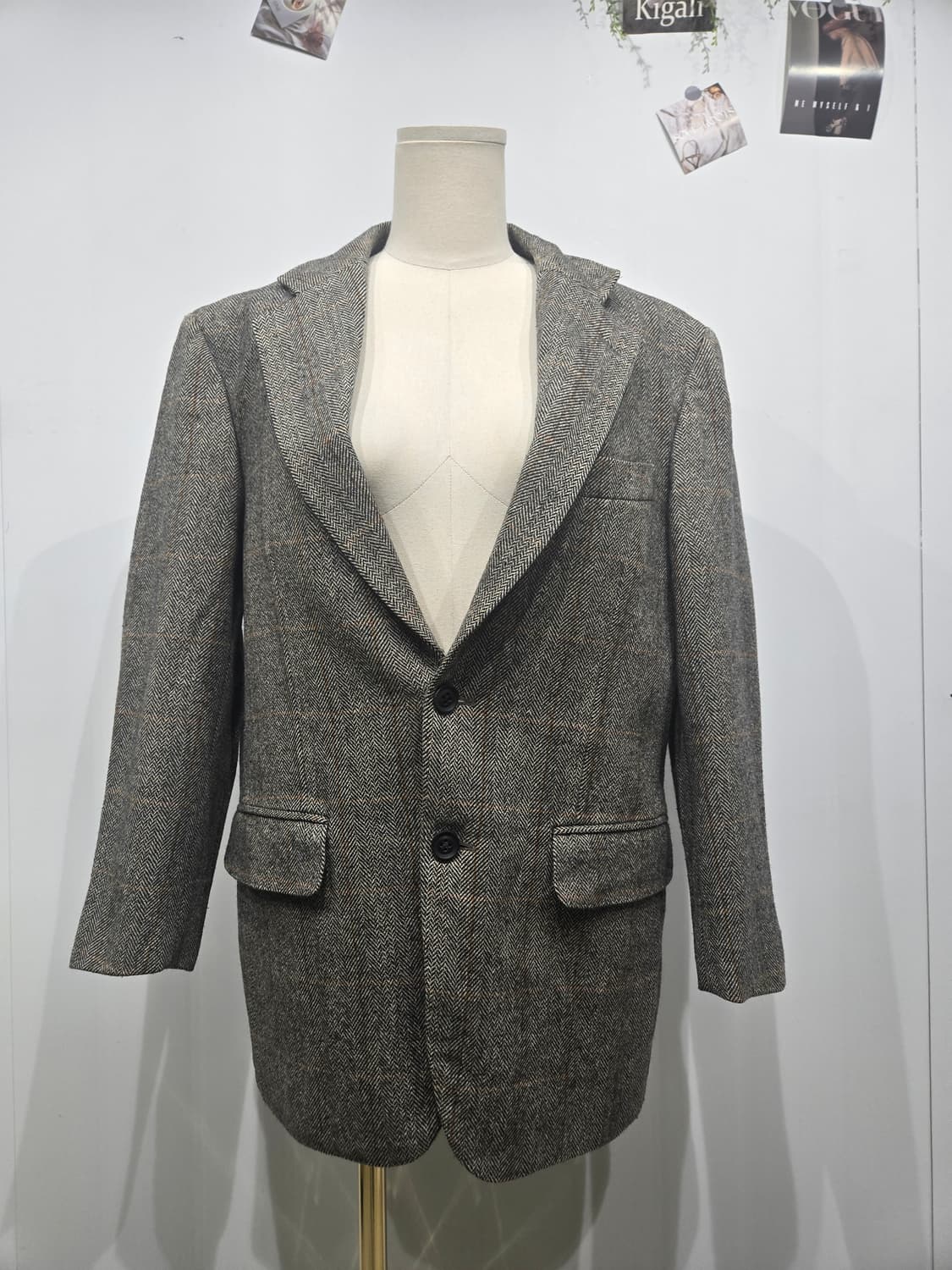 버버리 헤링본 울 자켓 브라운 투버튼 블레이저 상품이미지3