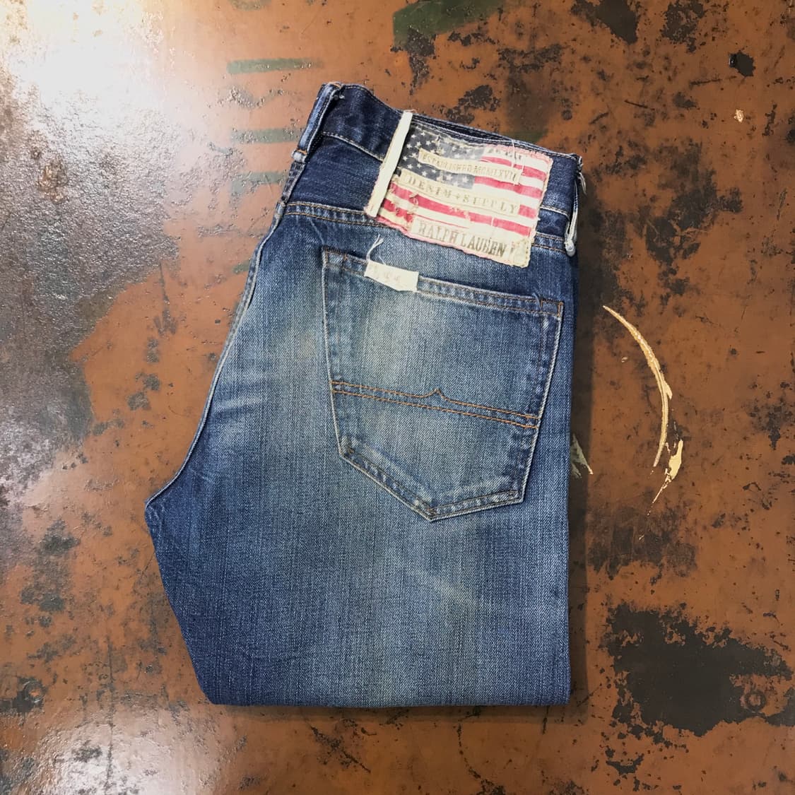 폴로 데님 앤 서플라이 진청 워시드 슬림핏 데님 팬츠 허리 31 사이즈 상품이미지1