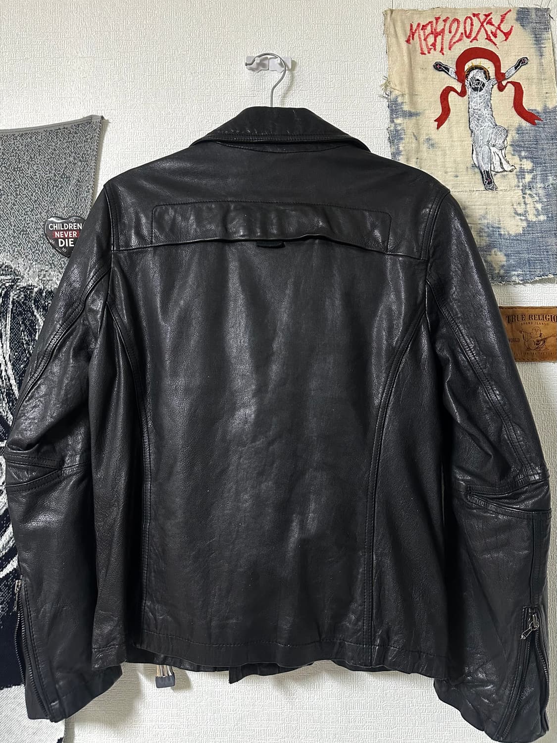 Goatskin Structured Lapel Leather Jacket 상품이미지4