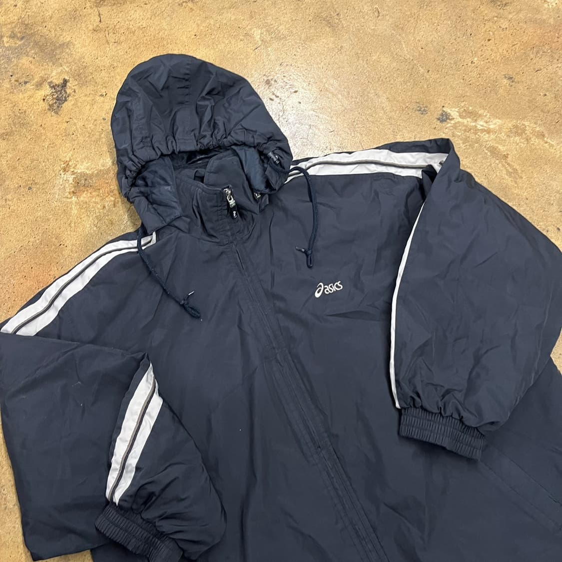 [정품/100] 아식스 네이비 후드 바람막이 점퍼 b10 상품이미지1