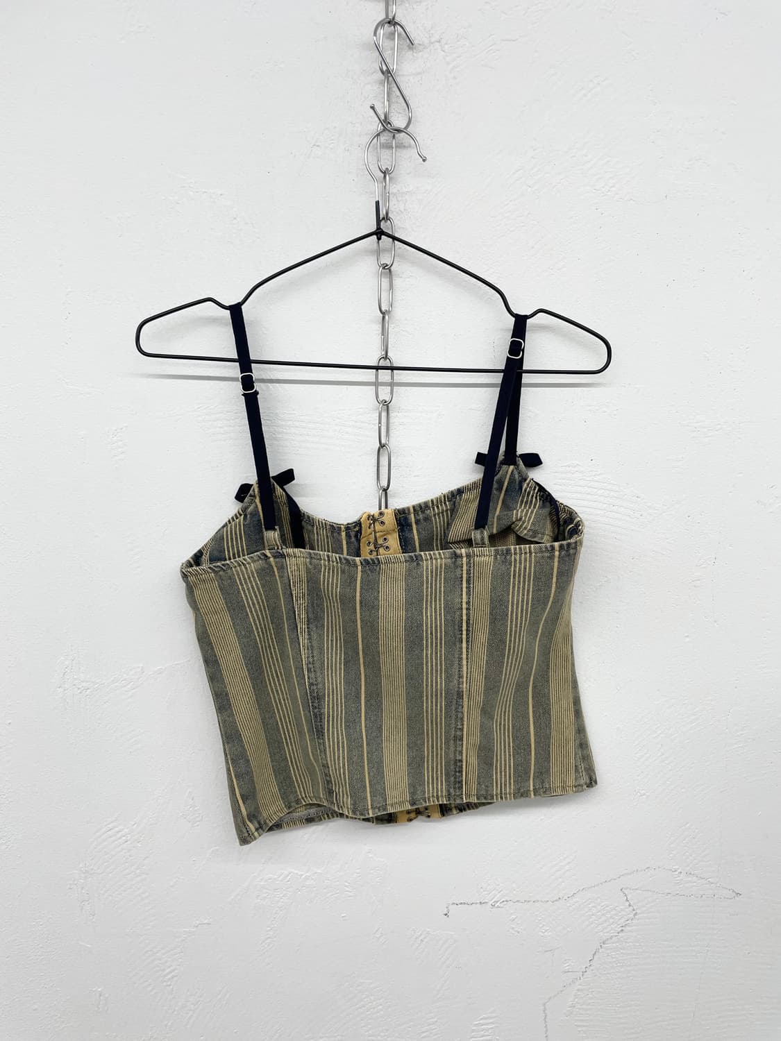 y2k 데님 후크 리본 코르셋 탑 상품이미지7