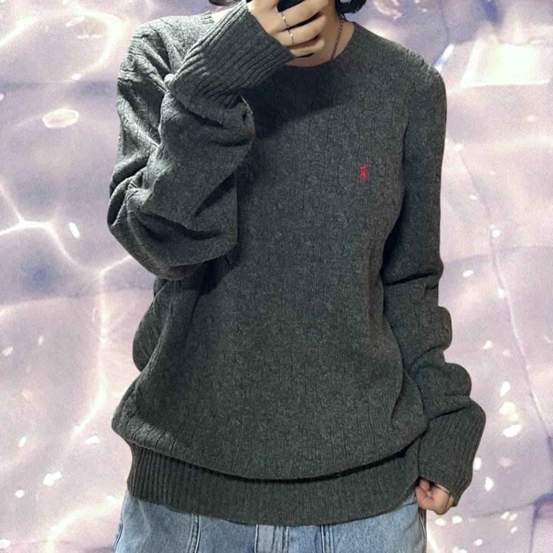 폴로 랄프로렌 램스울 꽈배기 니트 챠콜 그레이 L  상품이미지1