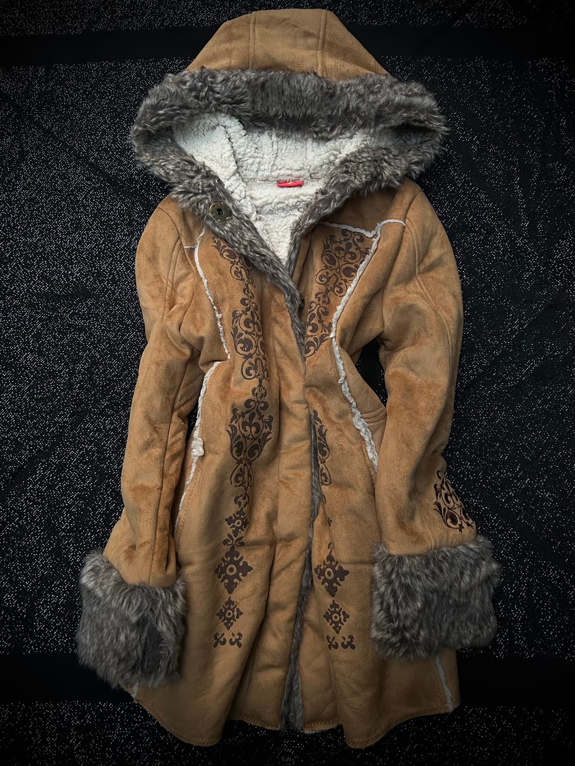 *rare design* 2000s 오리엔탈 퍼 울프죠 코트 상품이미지1