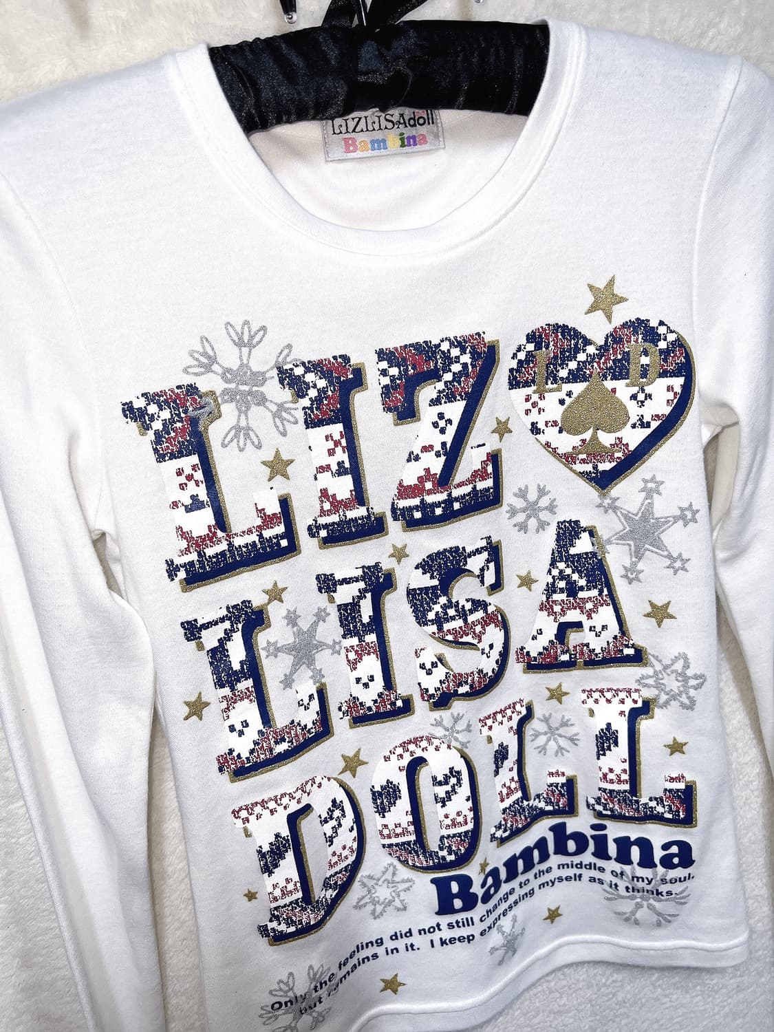 리즈리사돌 헤이세이 키치 갸루 레터링 글리터 프린팅 긴팔탑 핀터 펑크 상품이미지10