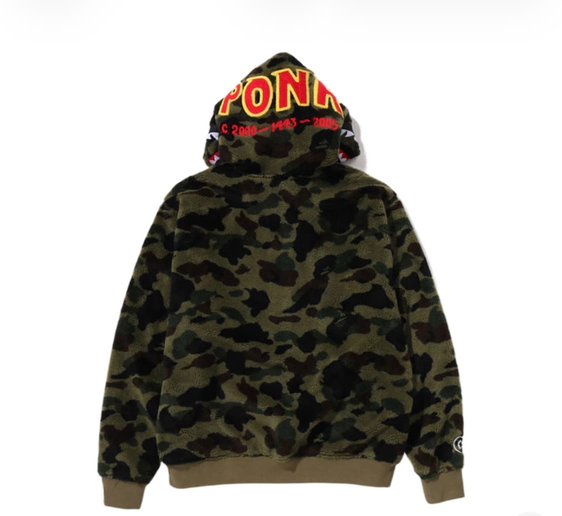 베이프 퍼스트 카모 세컨드 샤크 보아 후드 자켓 그린 새상품 판매해여 상품이미지2