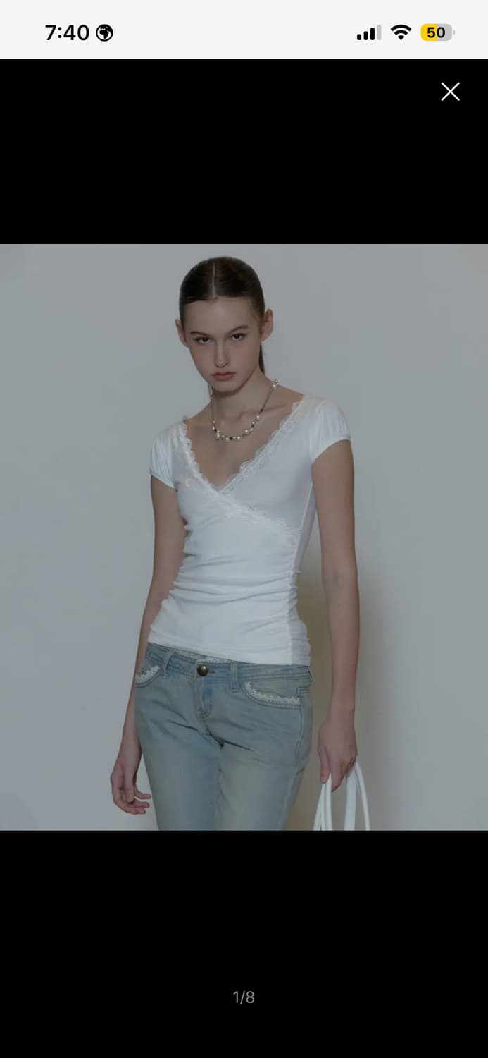 스컬프터 레이스 티셔츠 화이트 M 상품이미지1