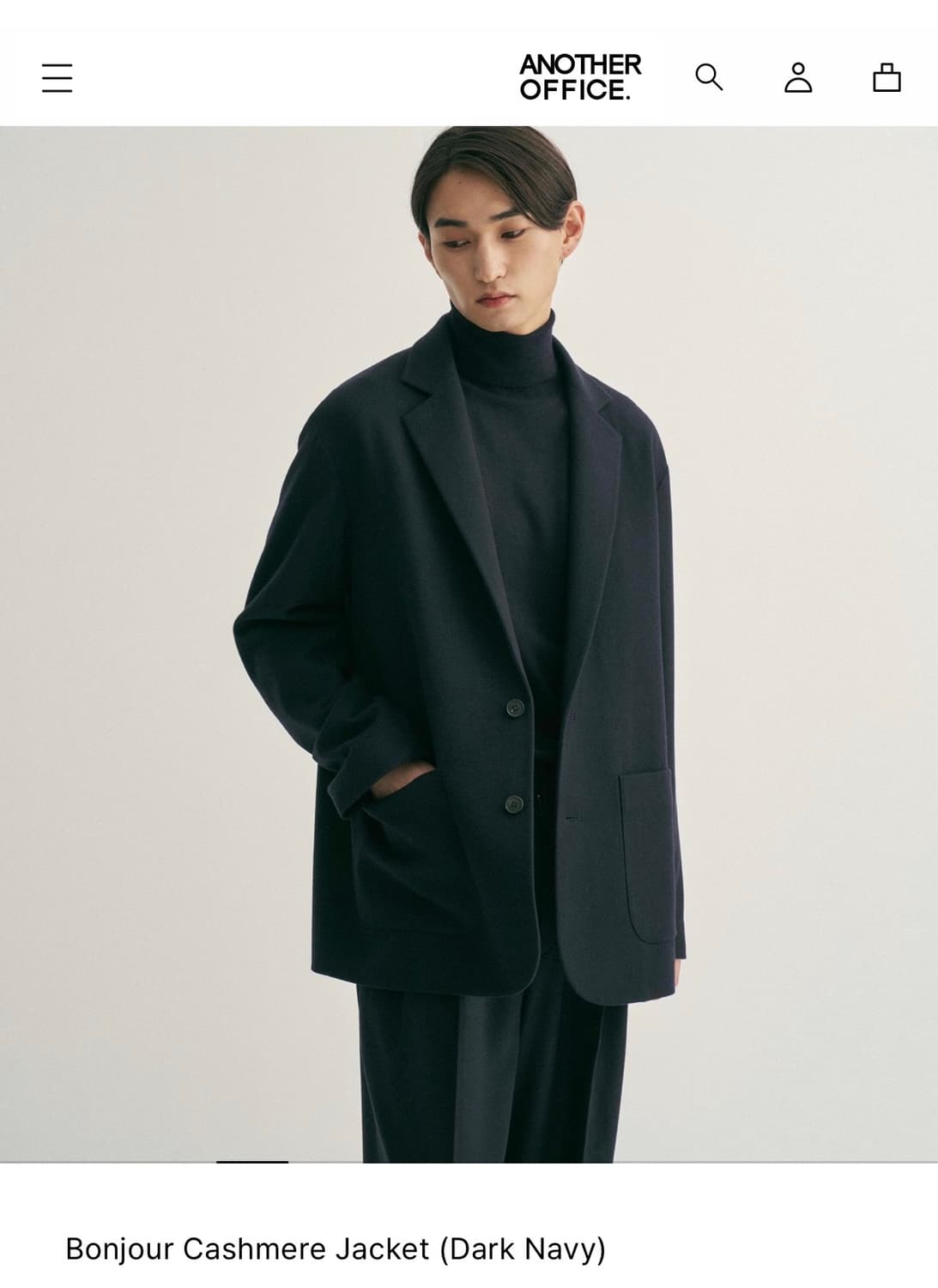 어나더오피스 봉주르 캐시미어 자켓 블레이저 다크네이비 2사이즈 판매 상품이미지4