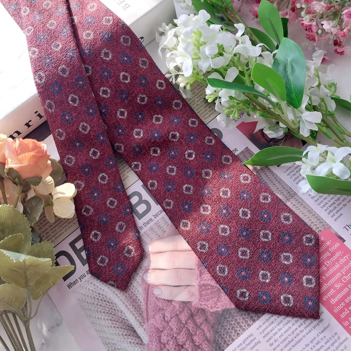 빨질레리 울&코튼&실크 와인 패턴 넥타이 8.1cm A+등급 K1424
 상품이미지3