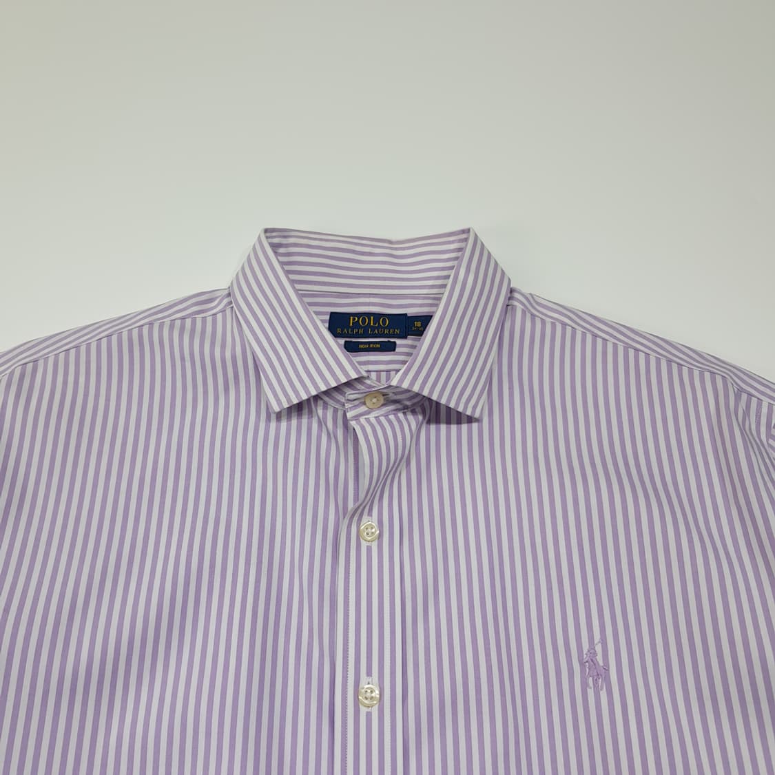 CL447 XL 폴로 코튼 뱅갈스트라이프 라벤더 퍼플 셔츠 남방 상품이미지2