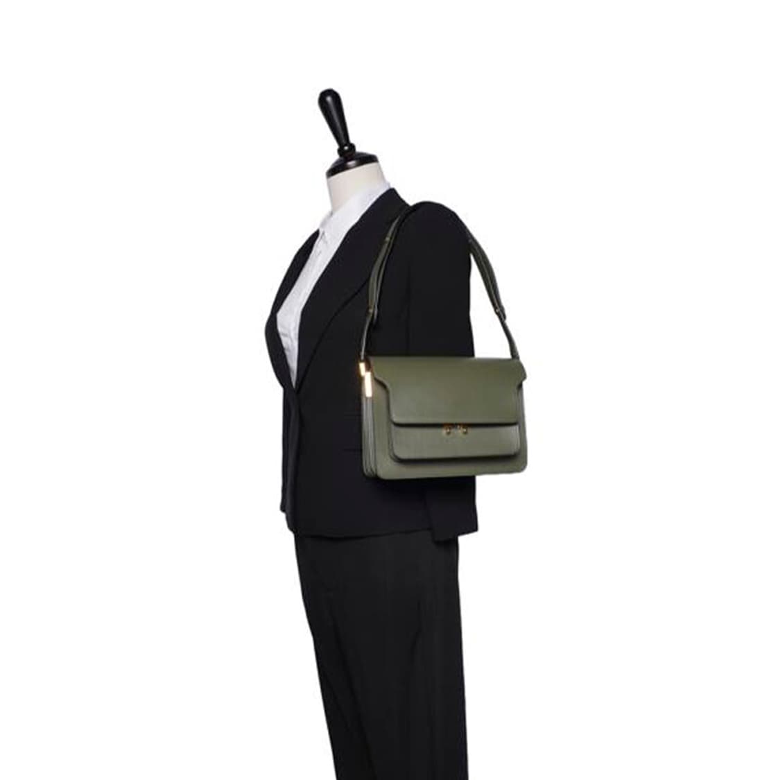 (중고) 마르니 카키 카프스킨 트렁크 미듐 숄더백 상품이미지4