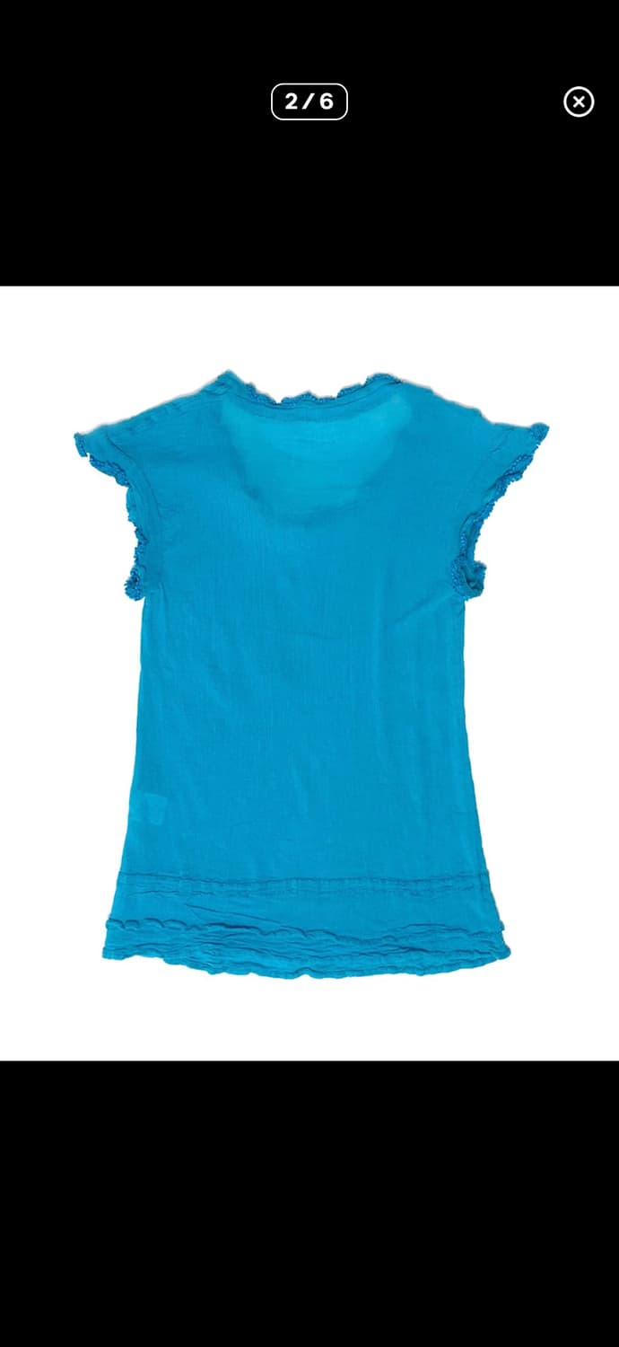 이세이미야케 슬리브리스 블라우스 프릴 디테일 틸 블루 상품이미지3