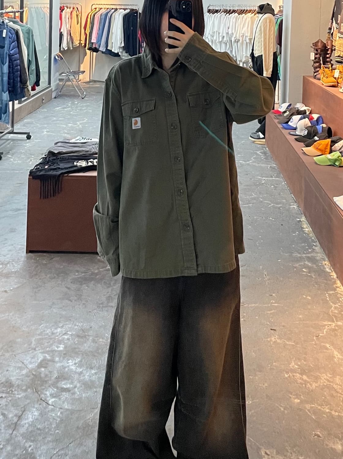 칼하트 투 포켓 카키 워크 셔츠 H1029 상품이미지1