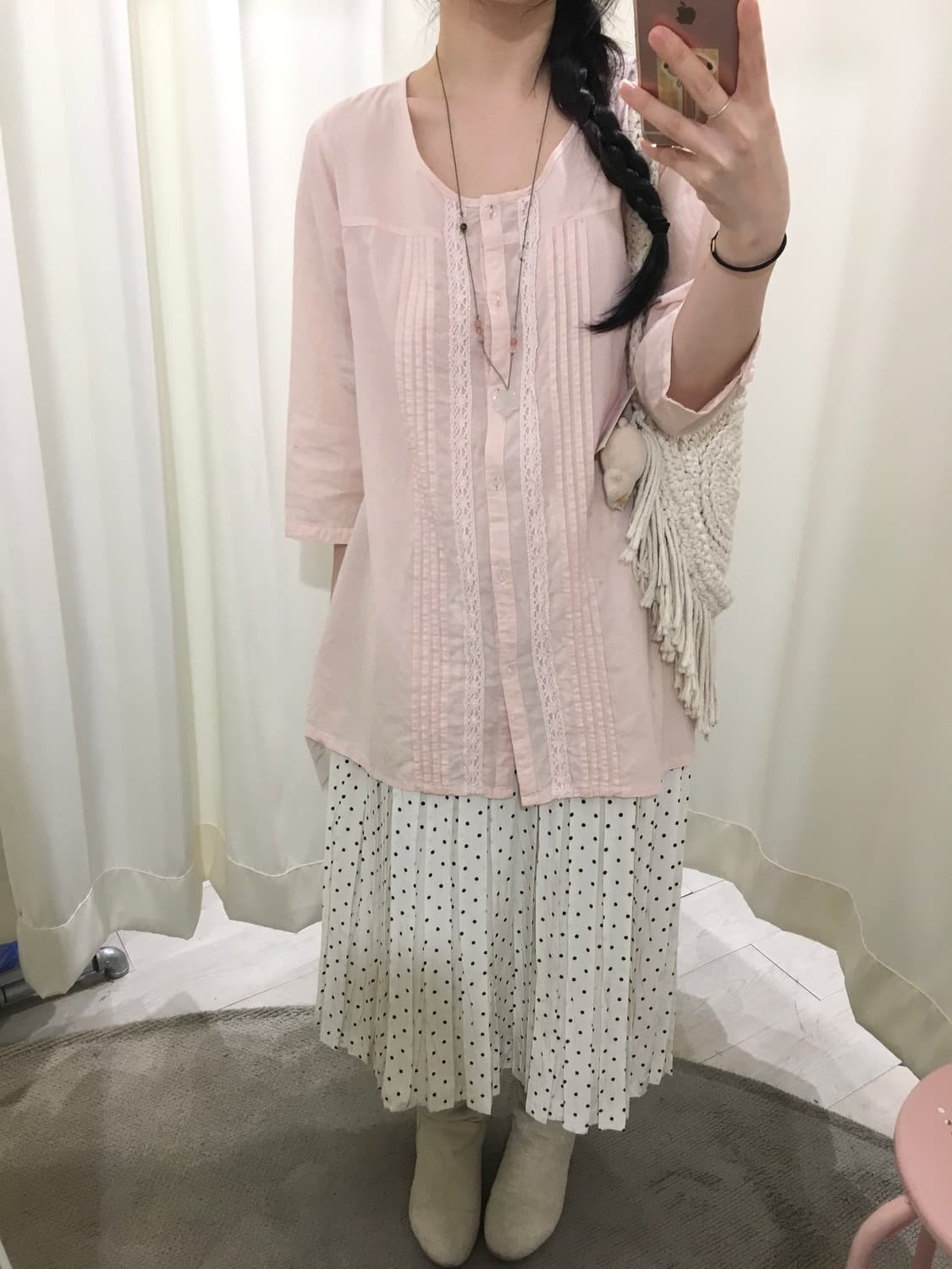 Soft Pink Pintuck Blouse 상품이미지3