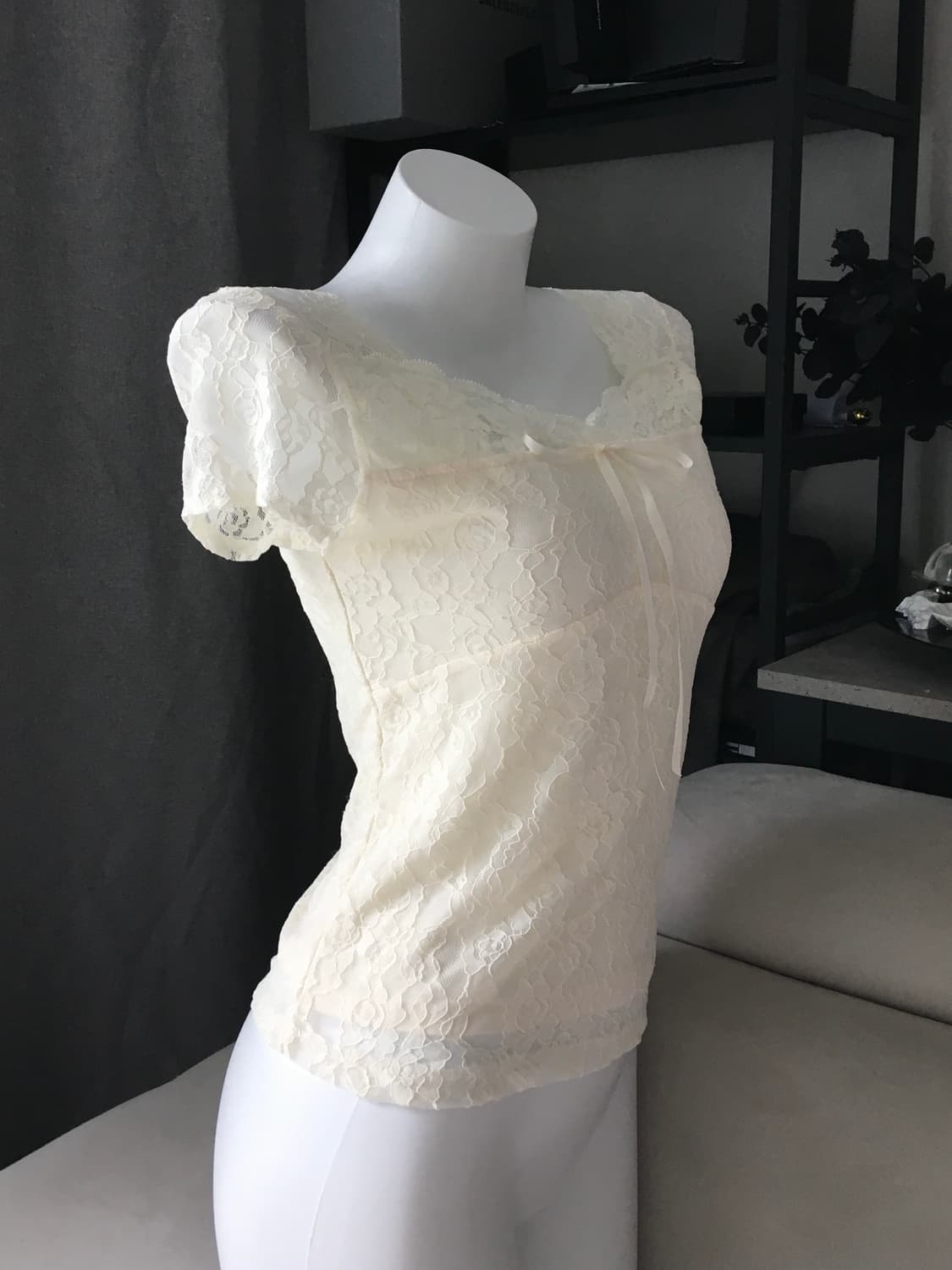 ༒ Ballet Core Lace Ribbon Top 상품이미지2