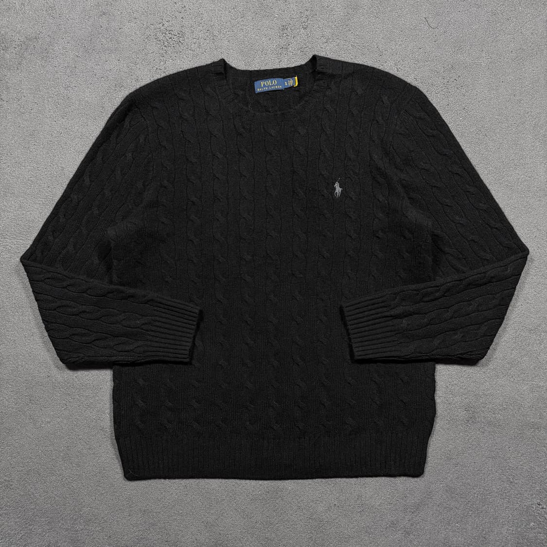 Qr 폴로 울 캐시미어 블랙 꽈배기 니트 상품이미지2