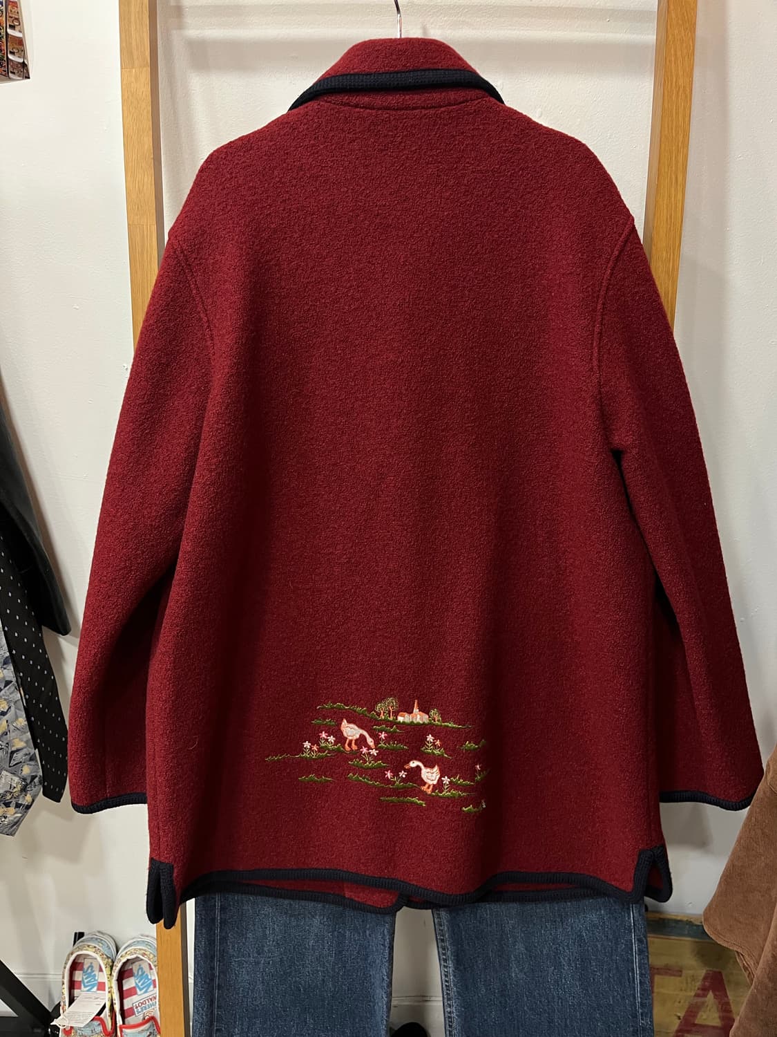 카르테니트 레드 울 자켓 자수 포인트 상품이미지6