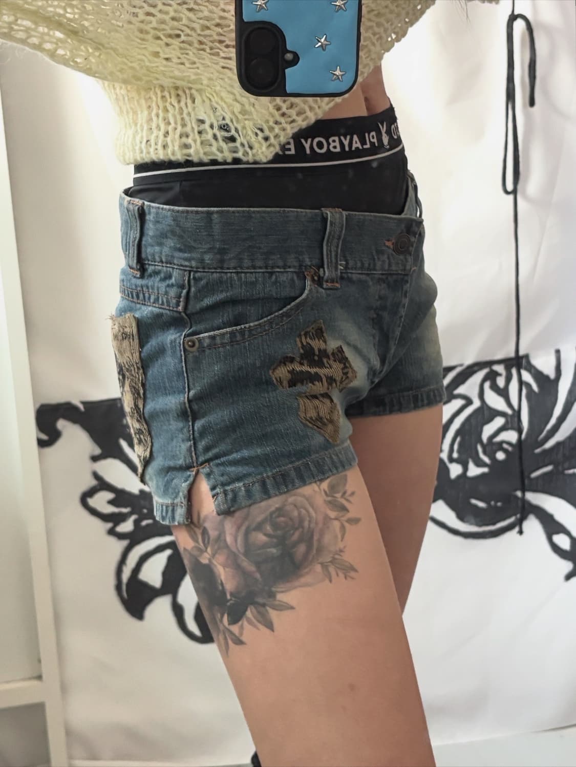 • hurtremake denim cross patch short  상품이미지3