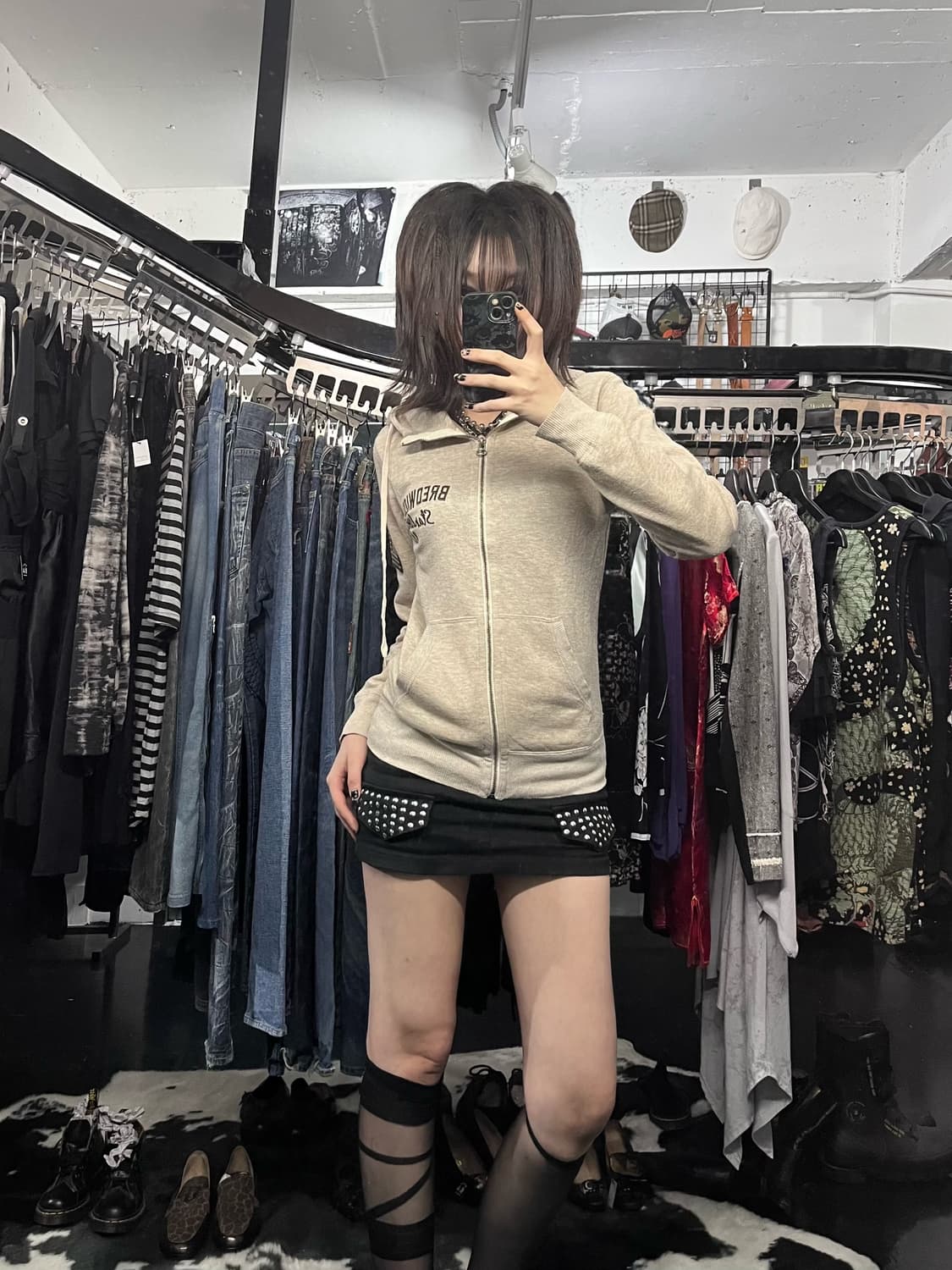 Y2K 패치 자수 후드집업 상품이미지2