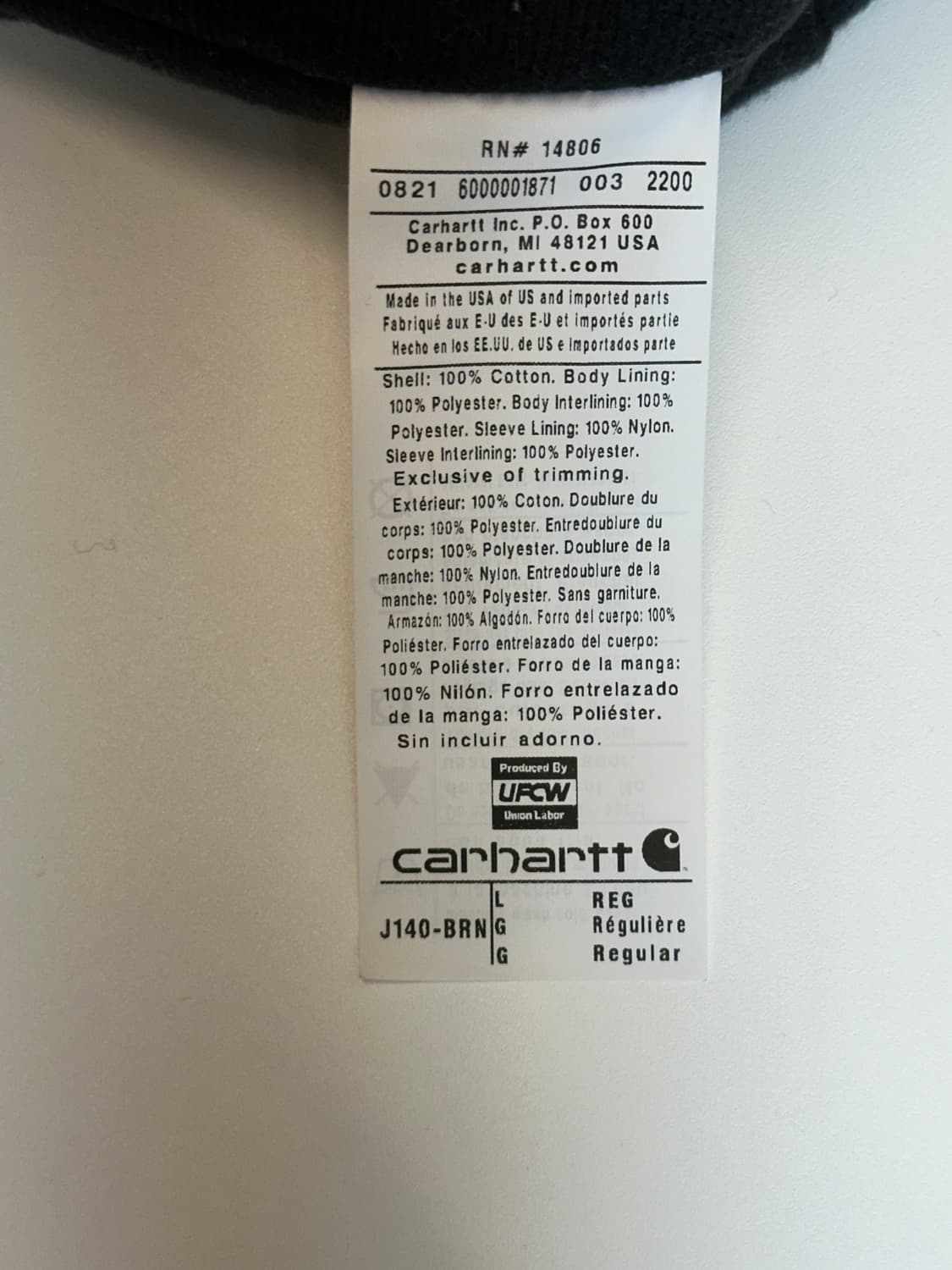 칼하트 덕액티브 자켓 j140 상품이미지6