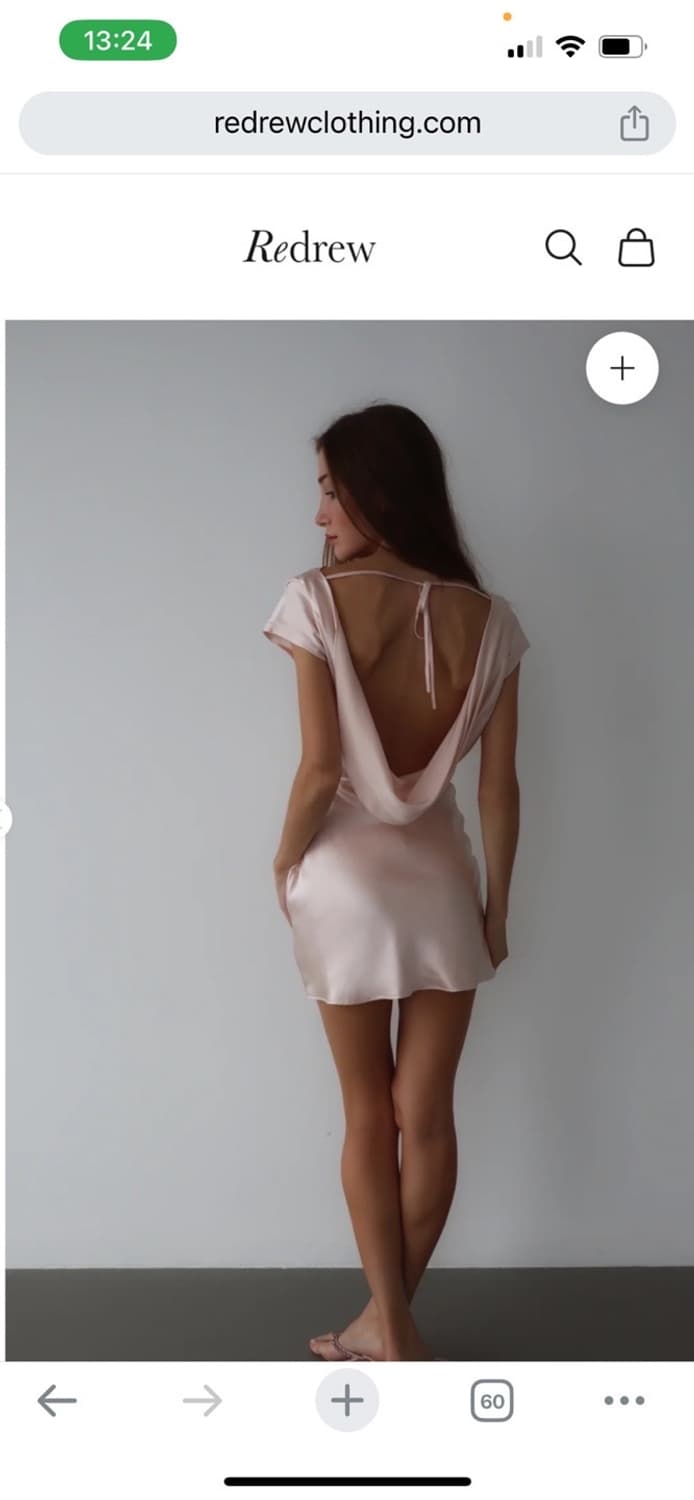 Redrew clothing 카울넥 미니 백리스 실크 드레스 여름원피스 상품이미지1