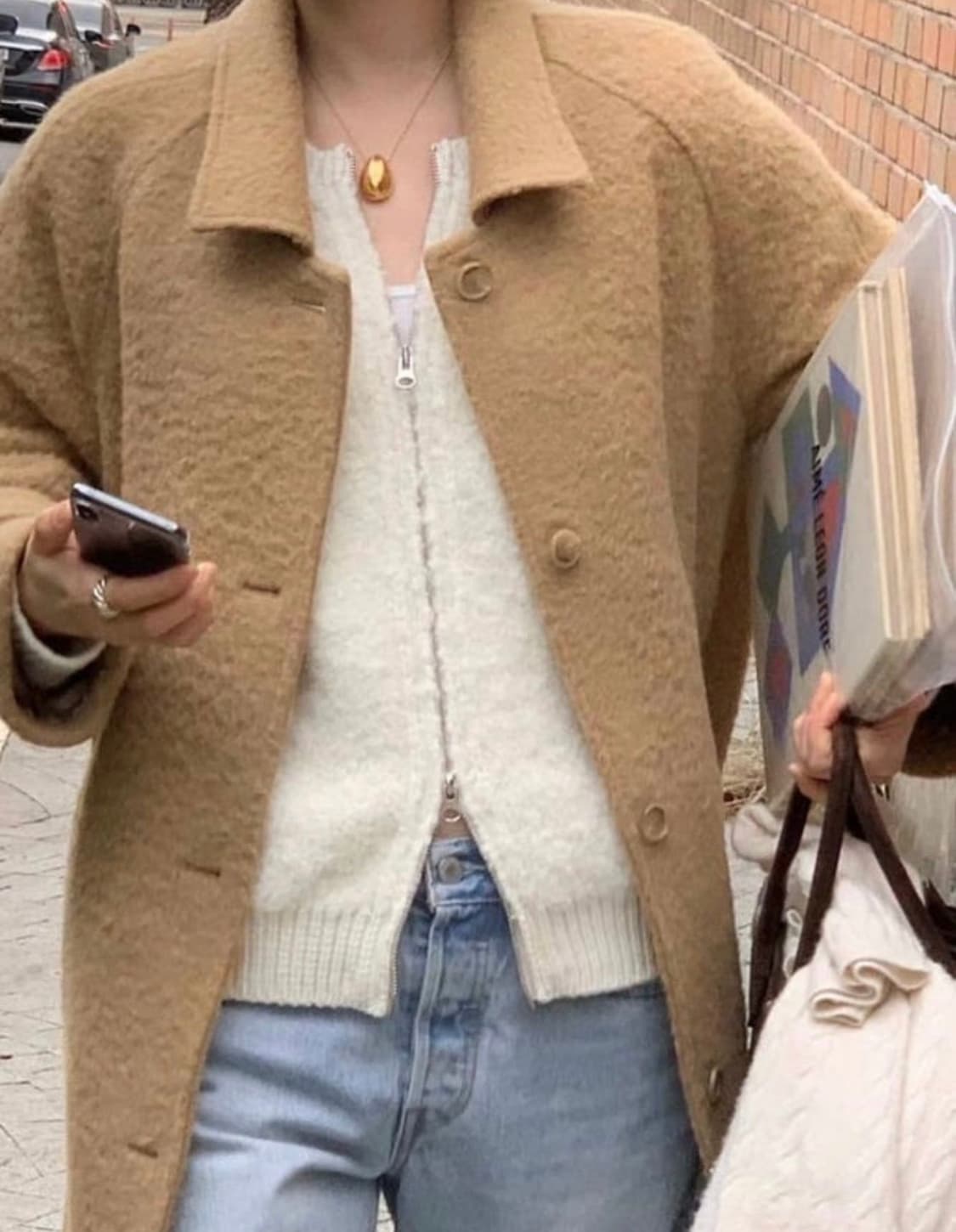 OUNCE 온스 베이비 알파카 캐롤 하프 코트 부클 상품이미지8