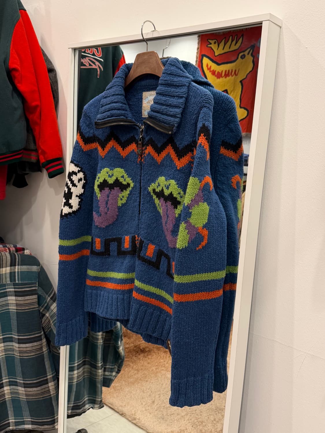 Vtg 빈티지 헤비울 코위찬 니트 집업 (made in Italy) 상품이미지1