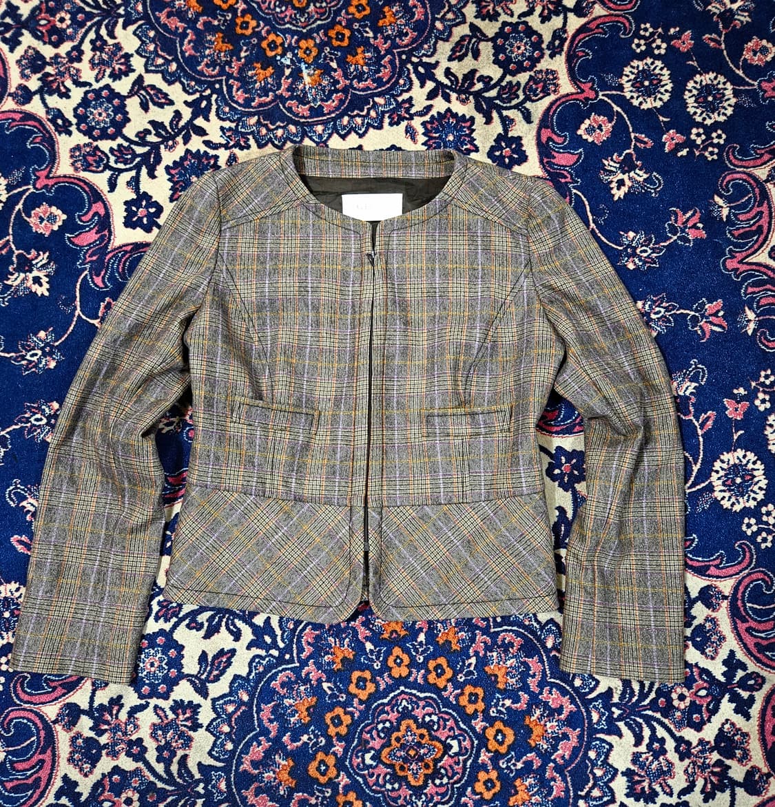 발렌티노(VALENTINO) Wool 혼방l 체크 숏 집업 자켓 42 상품이미지1