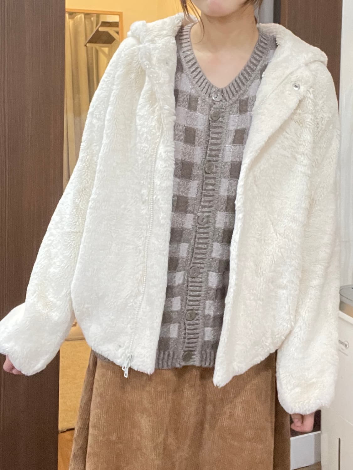 VTG 투웨이 아이보리 퍼 후드자켓 상품이미지1