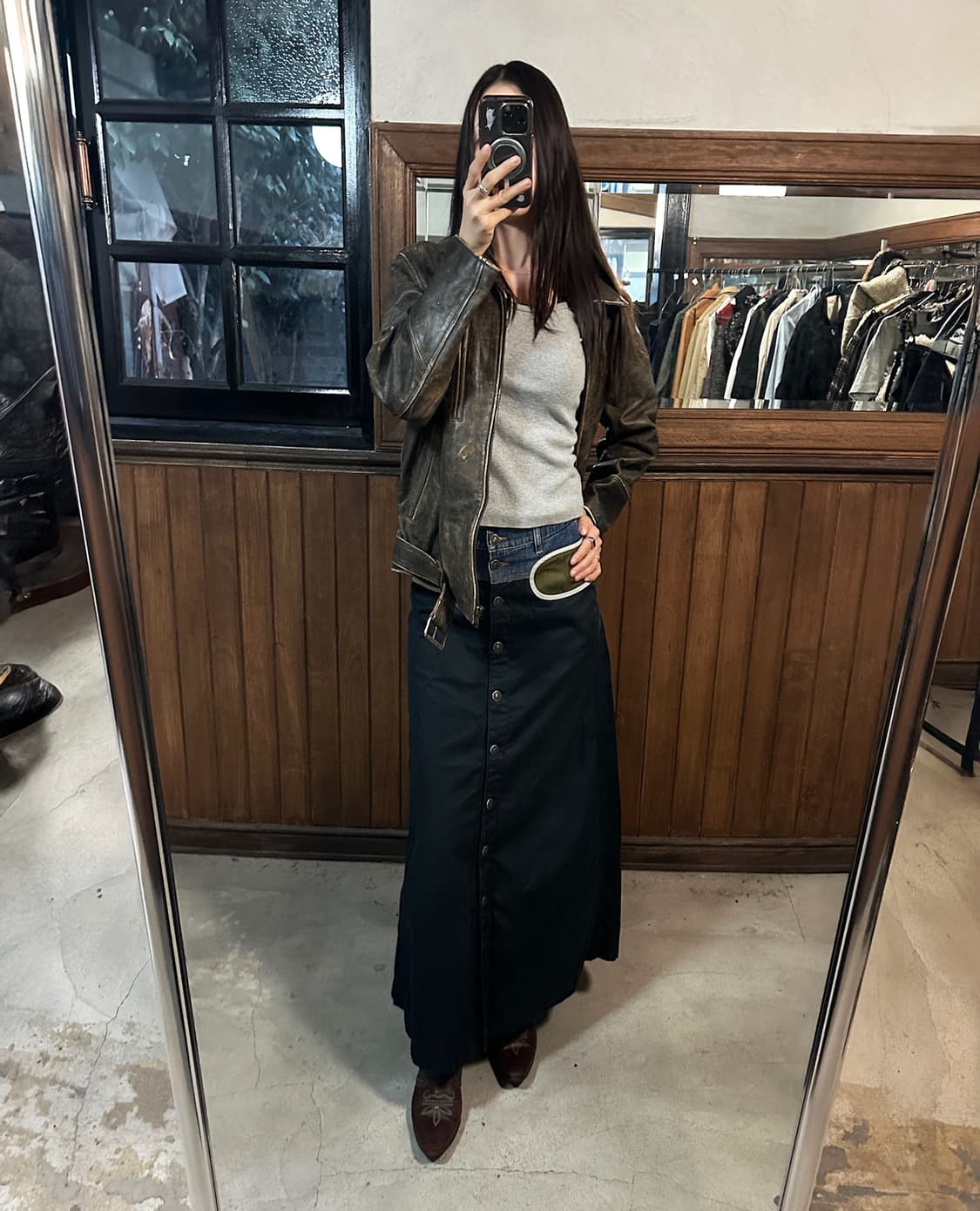 DIESEL long denim mix skirt 상품이미지2