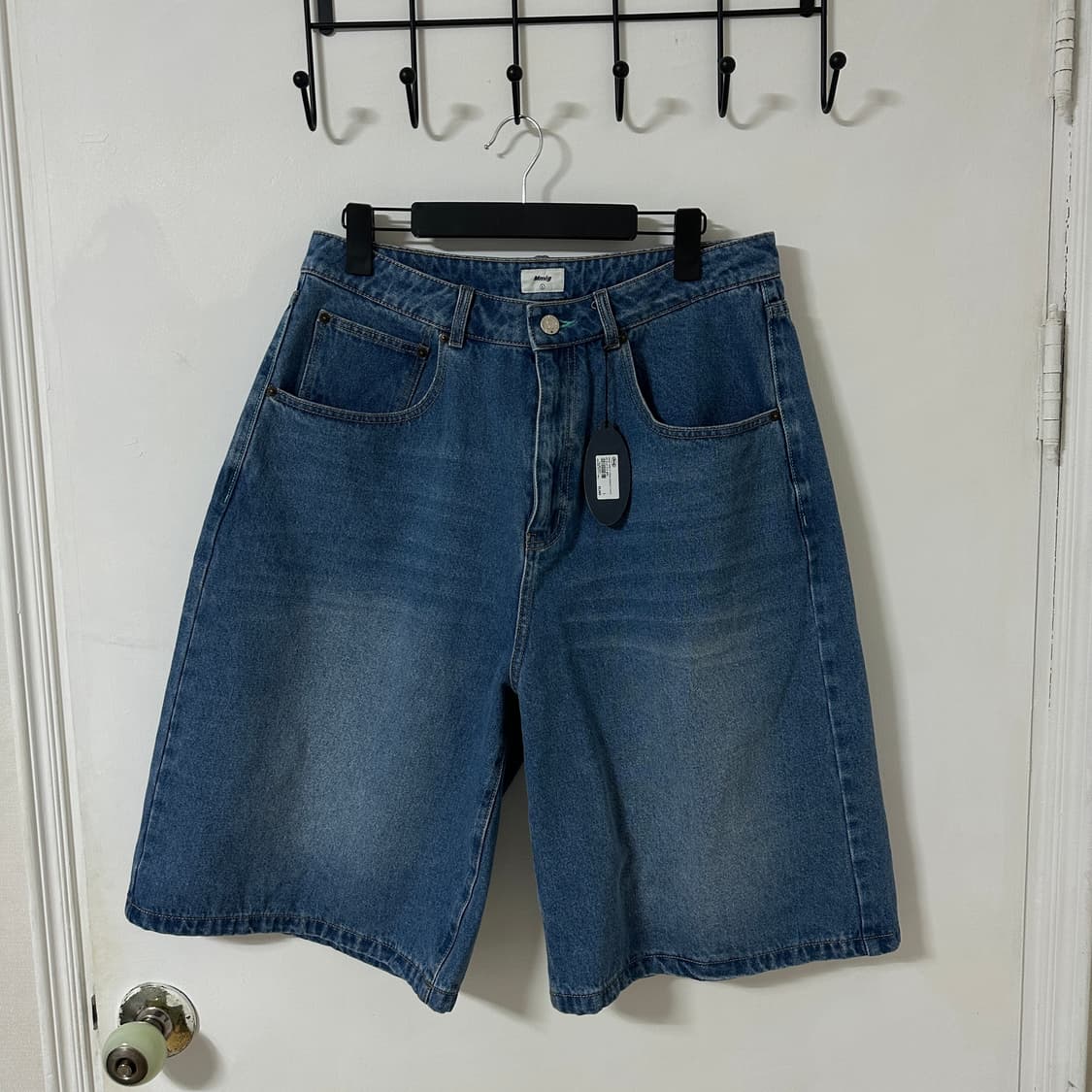 새상품 L MMLG 엠엠엘지 데님 버뮤다팬츠 미드블루 상품이미지1