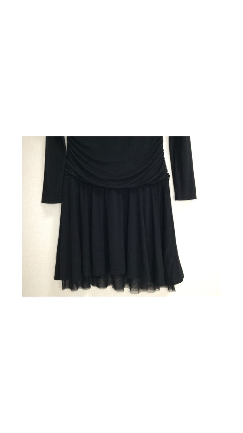 빈티지 블랙 셔링 레이스 레이어드 원피스 상품이미지4