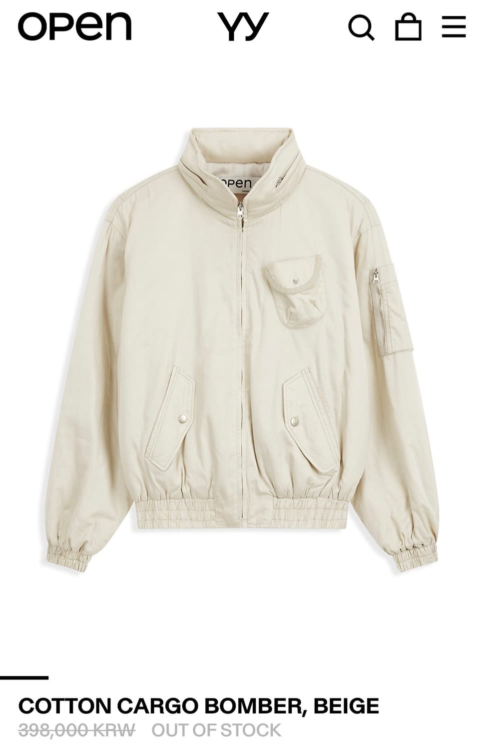 오픈와이와이 코튼 카고 봄버 베이지 L 상품이미지1