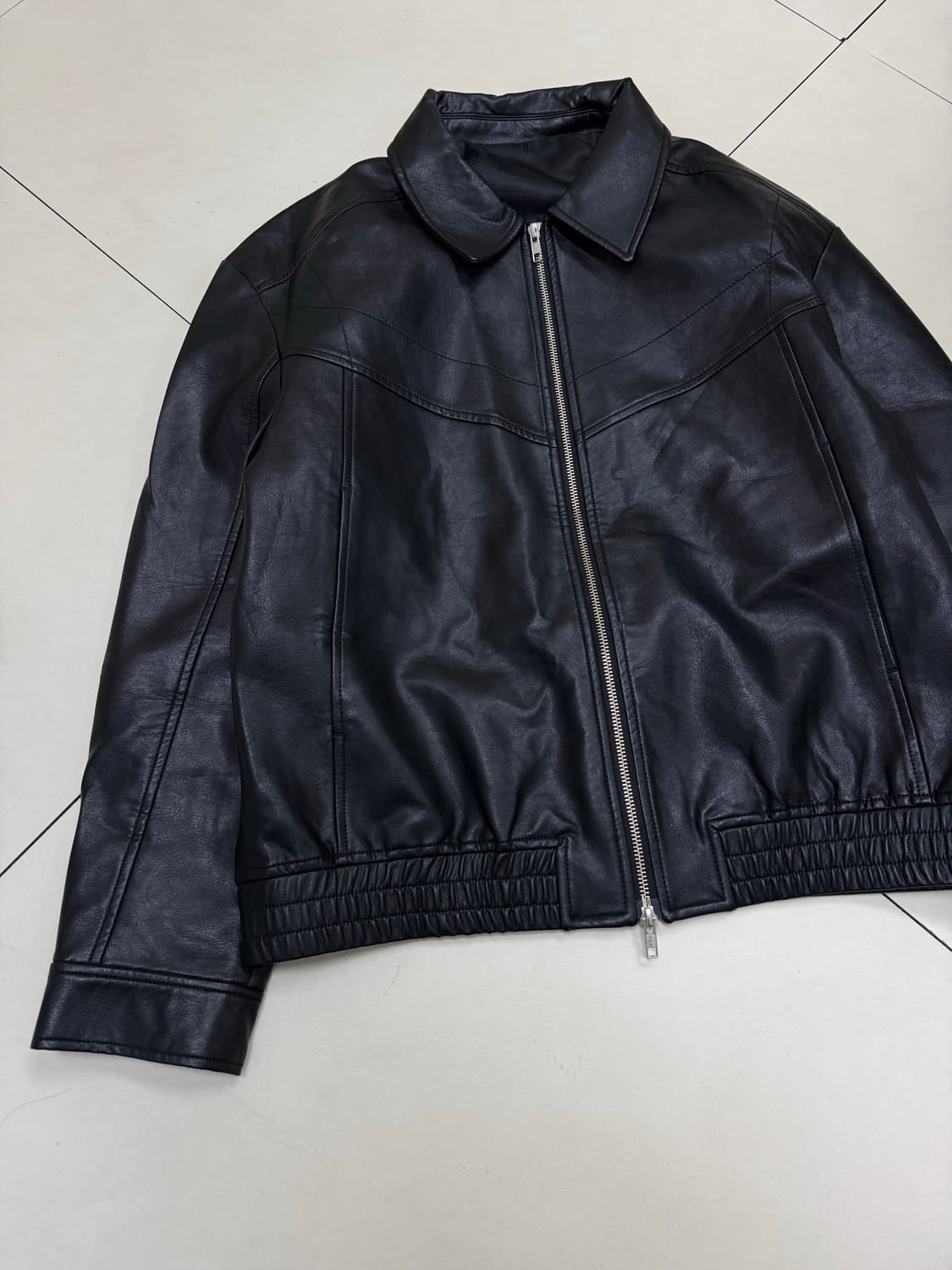 Ourscope 가죽 싱글라이더 투웨이 블루종 레더 자켓 상품이미지3