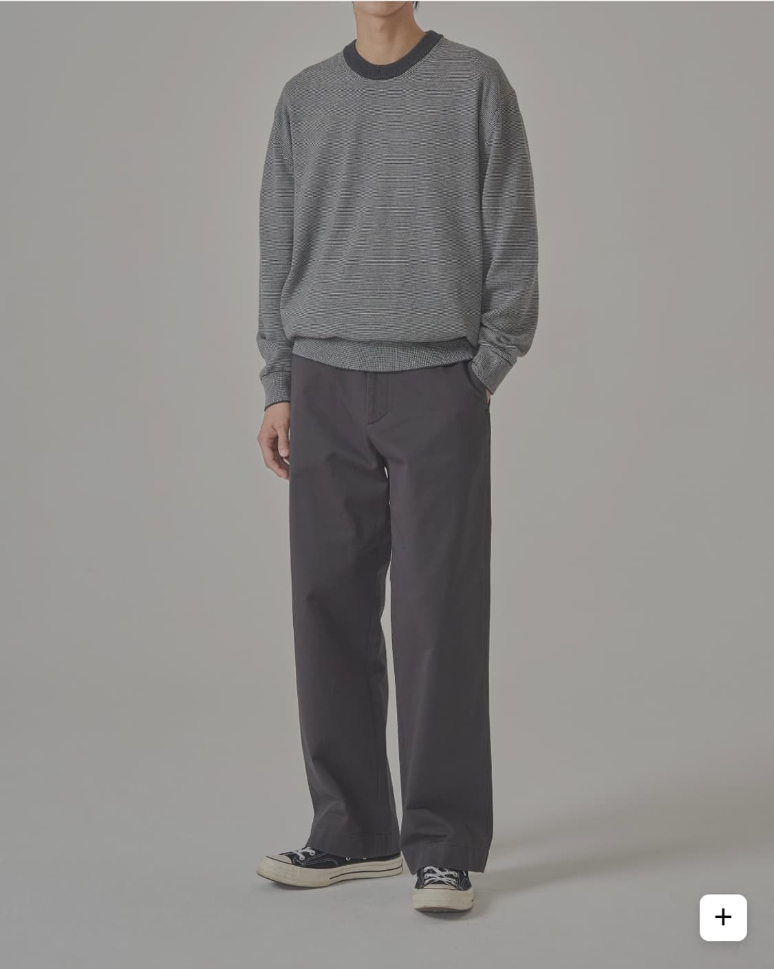 (2) 인더로우  울코튼 스트라이프 니트  그레이 상품이미지4