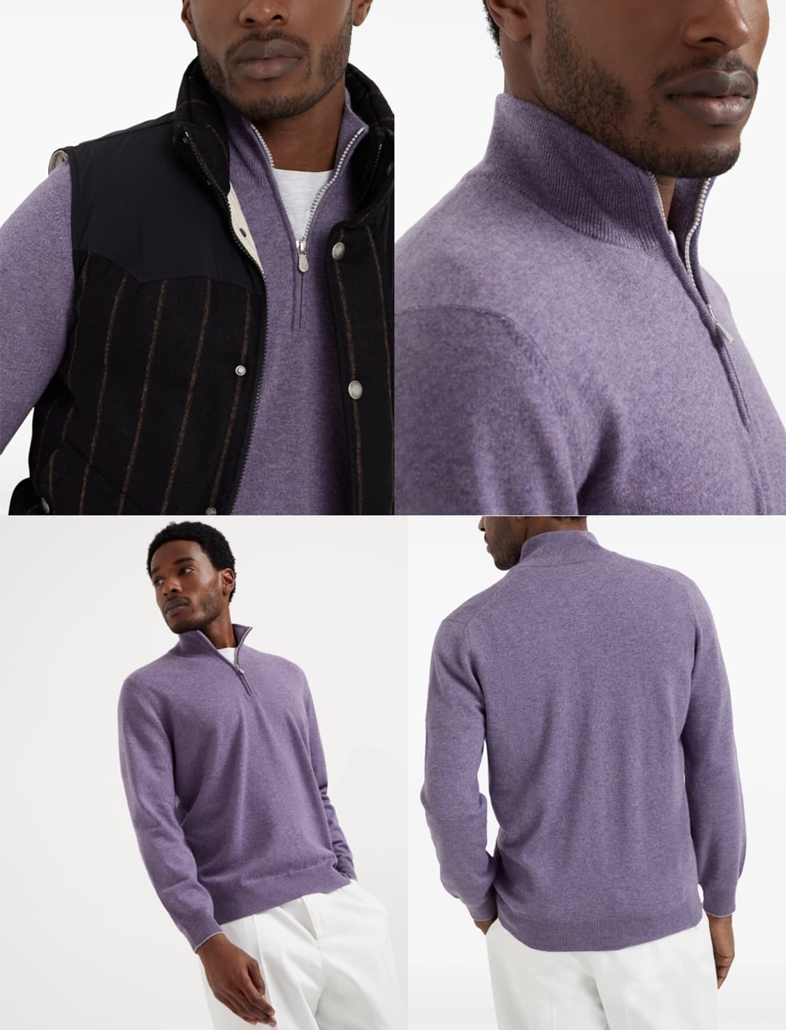 브루넬로 쿠치넬리 / 캐시미어 하프 쿼터 집업 니트 / 50 (새상품) 상품이미지3