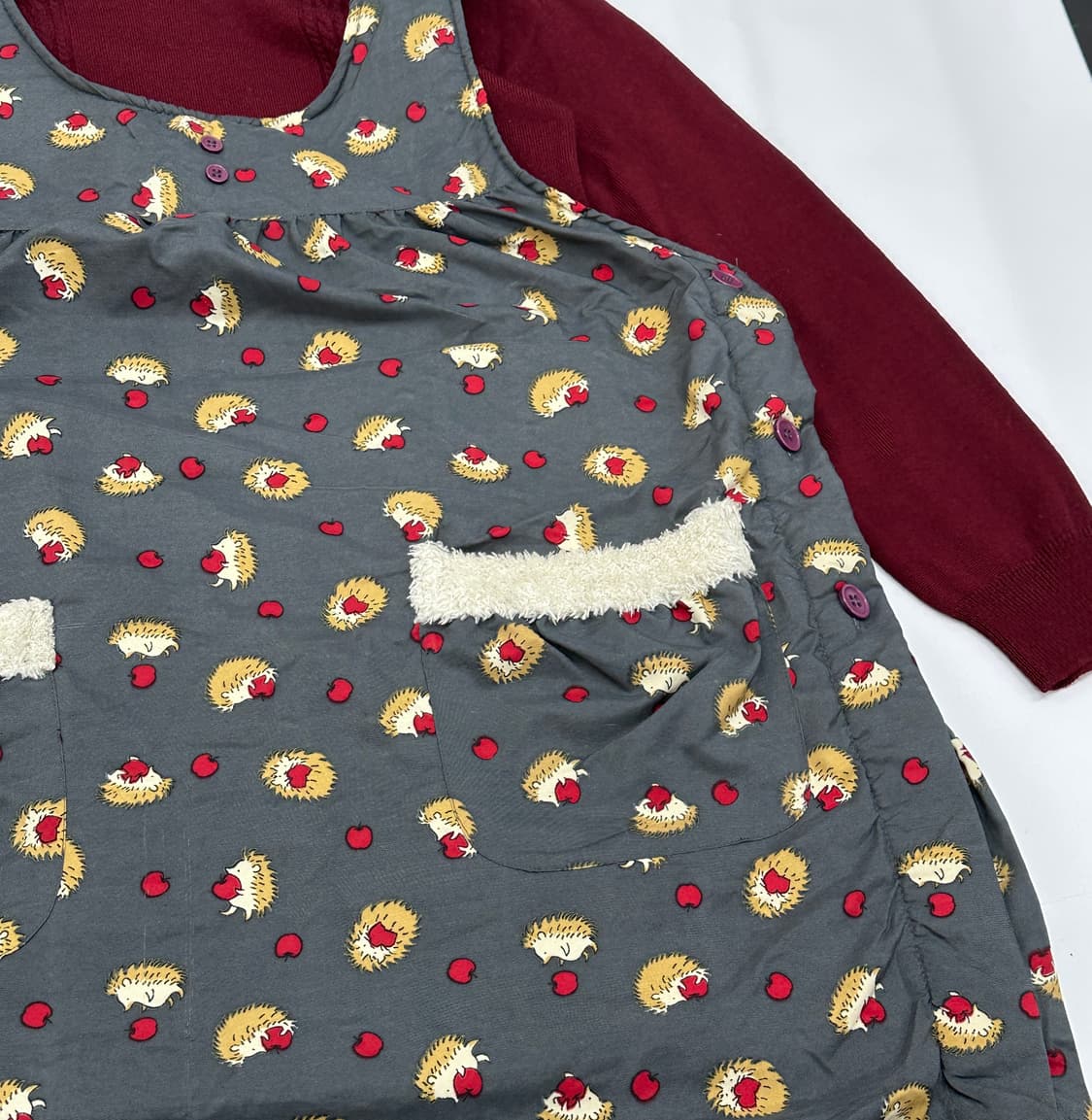 🦔하구미의  원피스 레이어드 코디세트🦔 버건디 목폴라 양털 러블리 상품이미지8