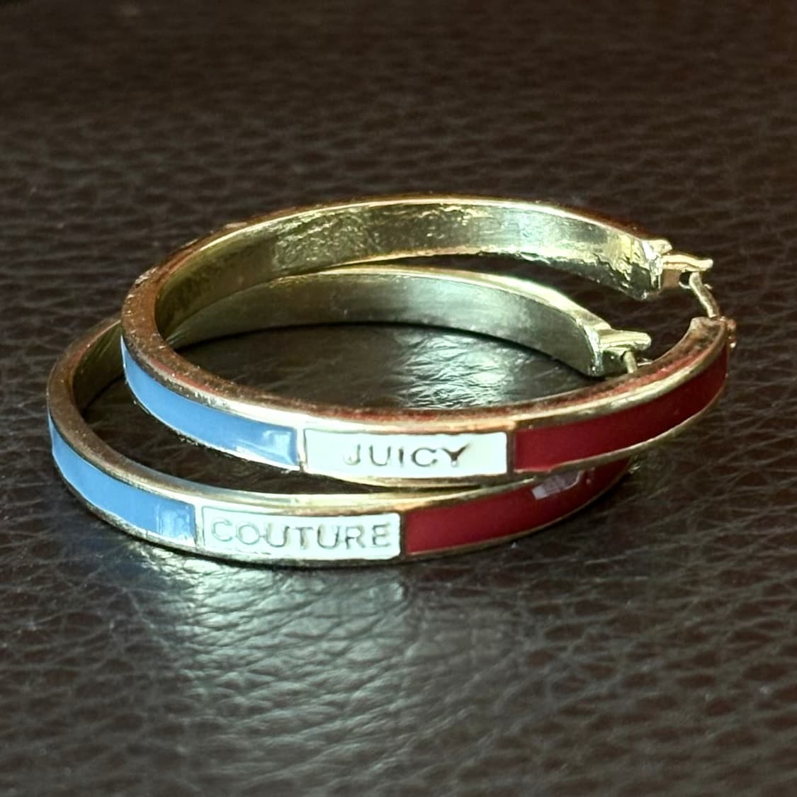 에나멜 로고 링 귀걸이 - 골드/블루/레드 상품이미지1