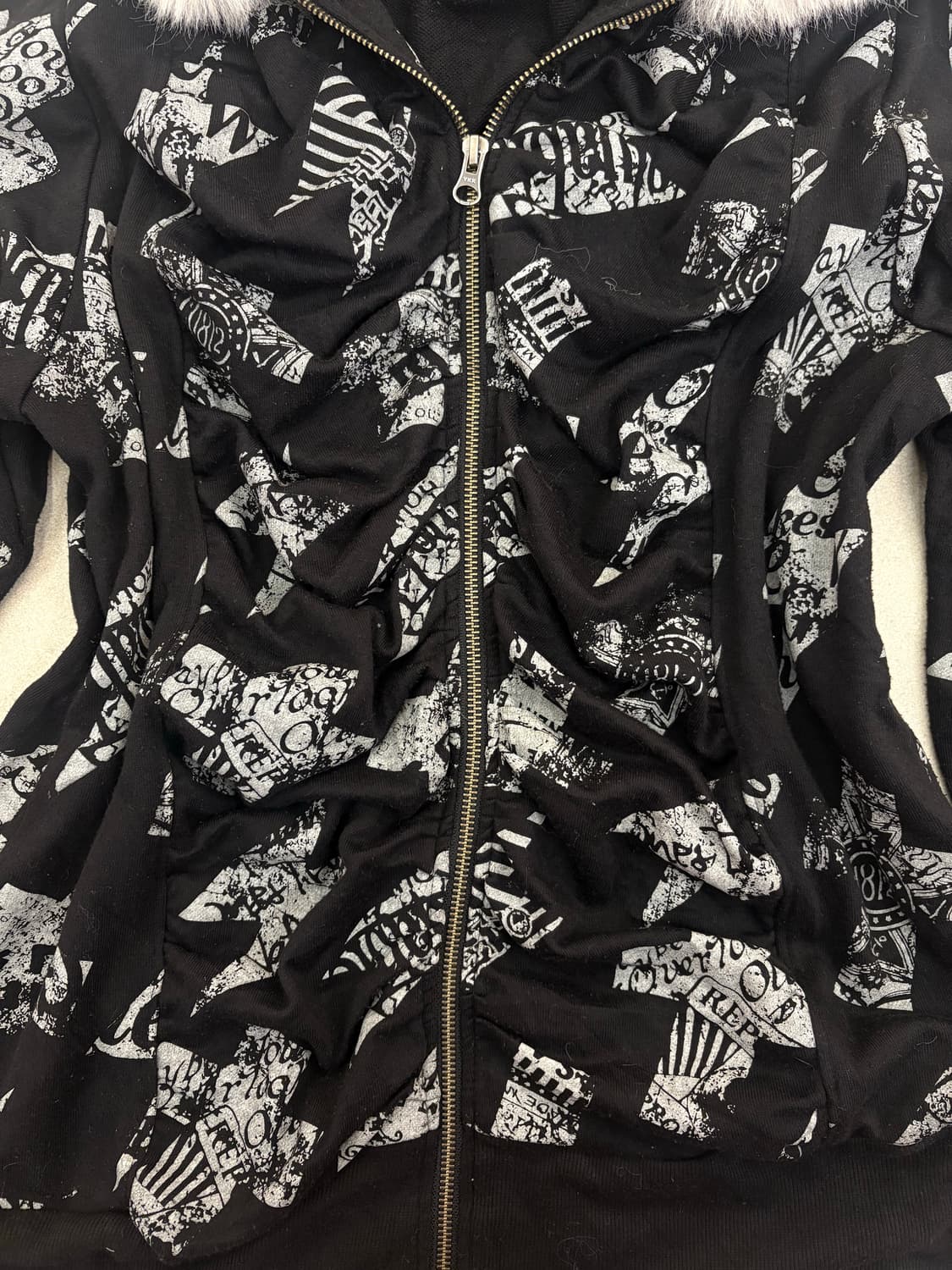 프린팅 셔링 퍼 후드집업 상품이미지3